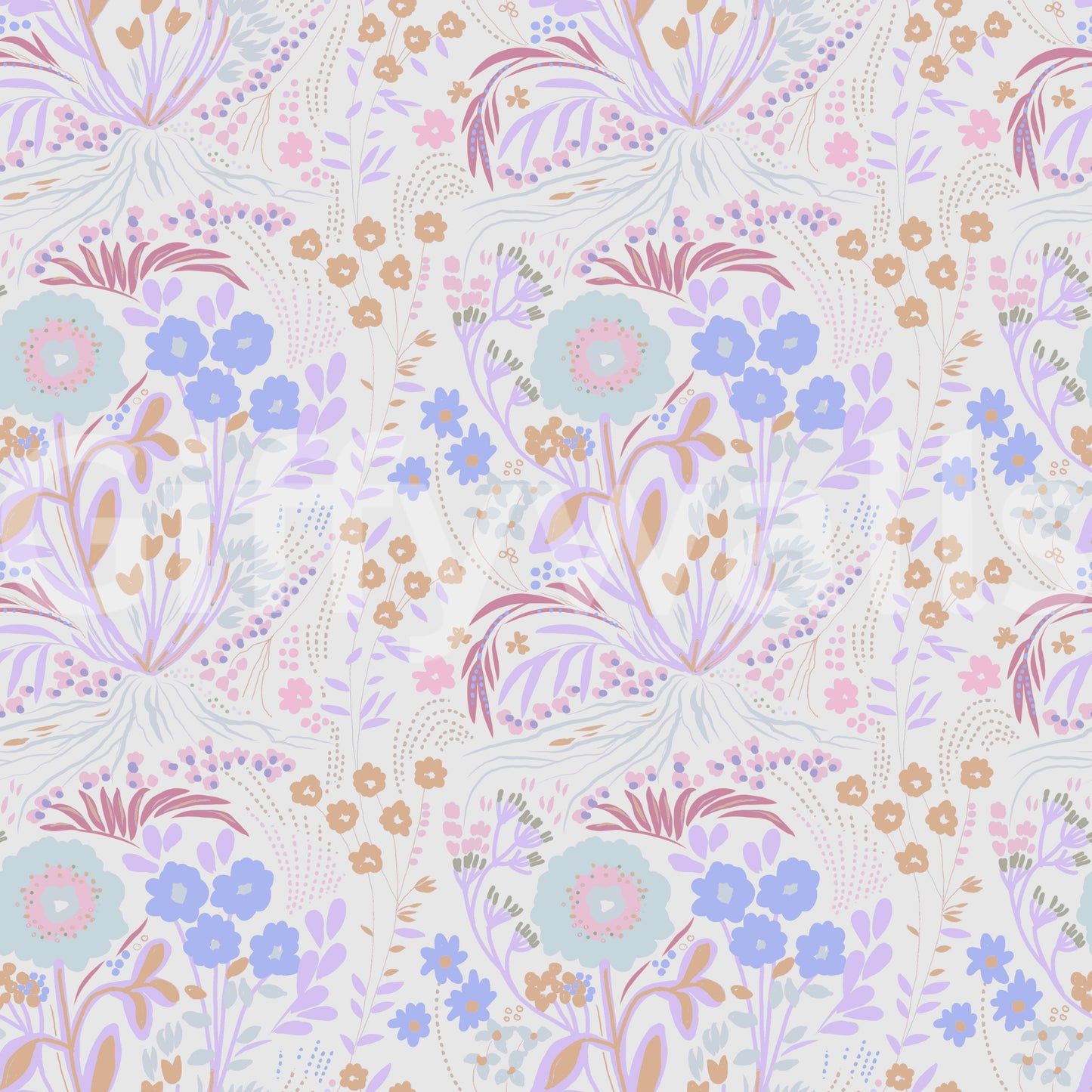 Whimsical Pastel Meadow Floral Wallpaper Wallpaper
