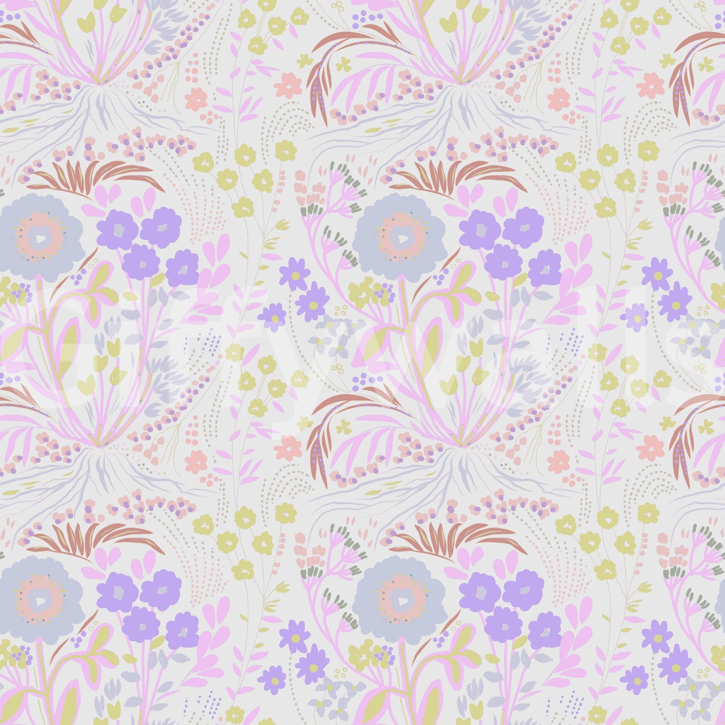 Whimsical Pastel Meadow Floral Wallpaper Wallpaper
