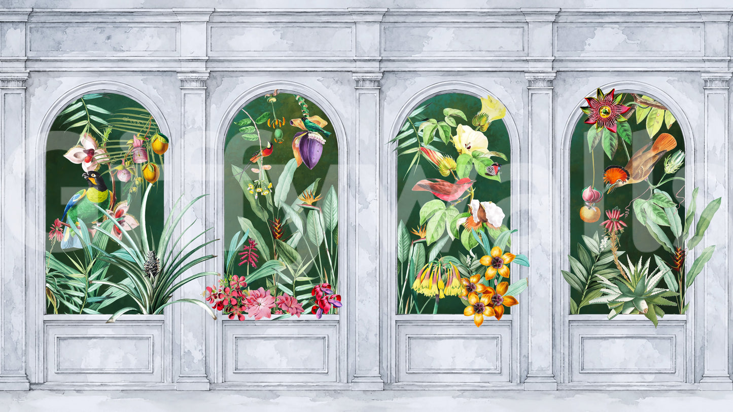 Orangerie Bögen Tropisches Botanisches Wandbild Wandbild