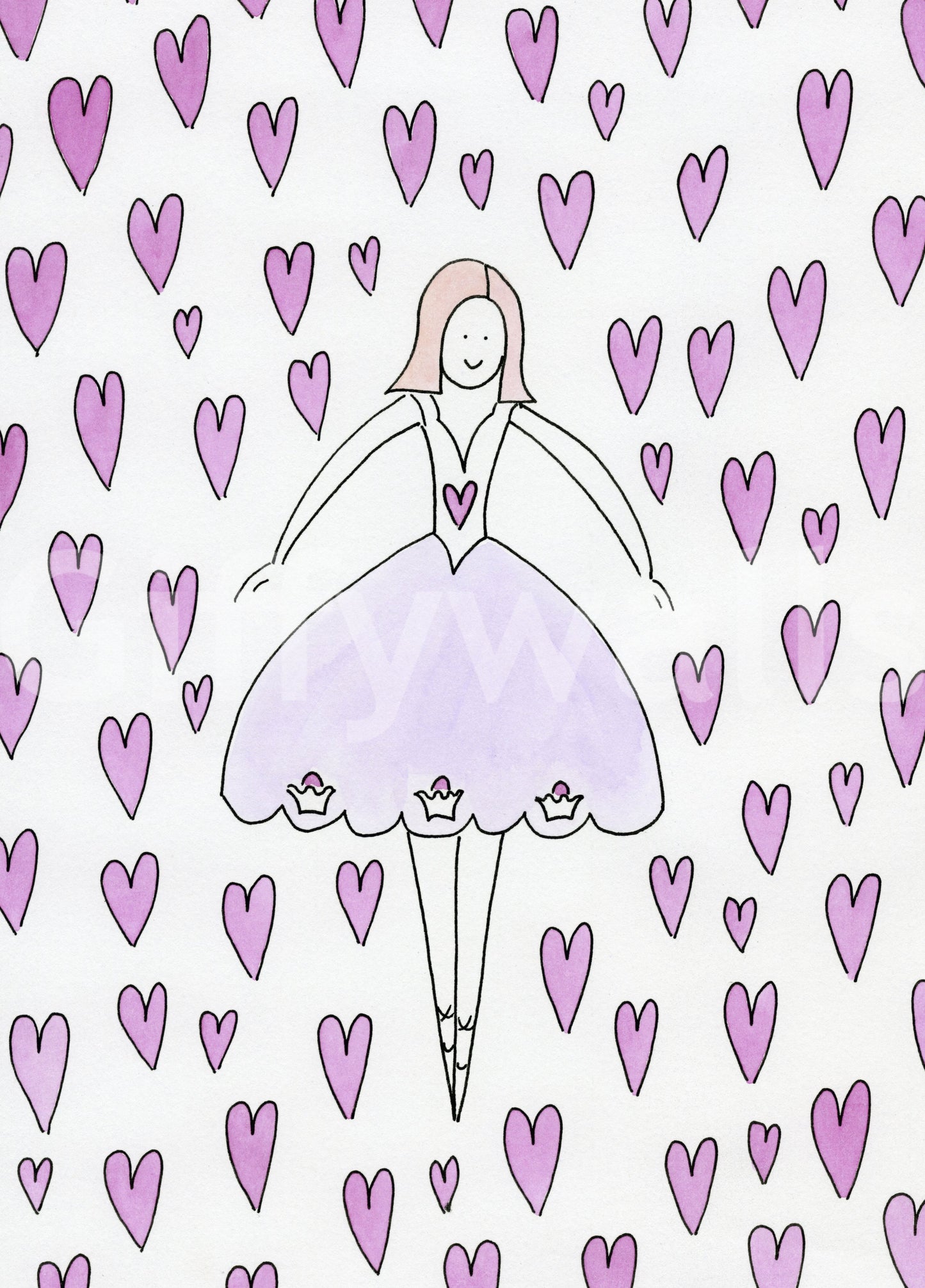 Sweet Ballerina og Pink Hearts Eventyrligt Tapet Vægmural