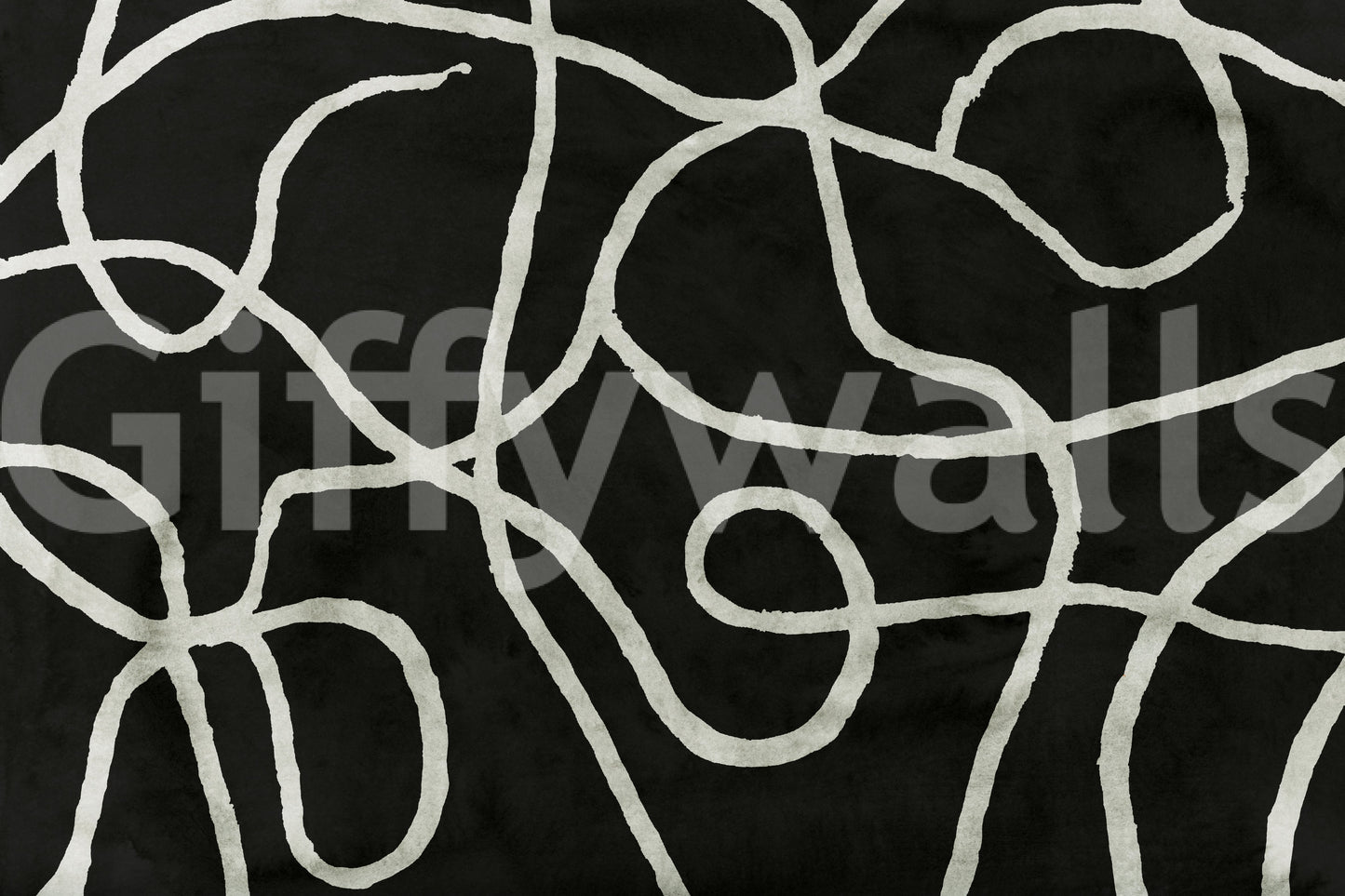 Murale da parete minimalista con linee organiche a inchiostro su carbone