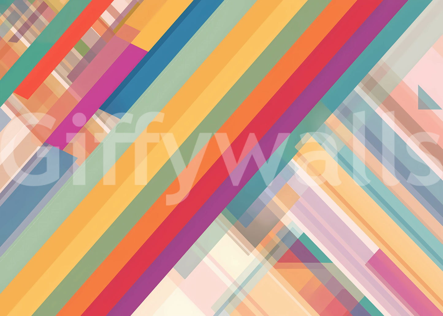 Abstração vibrante de listras diagonais Wall Mural