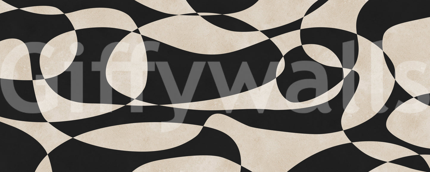 Abstract Cream and Charcoal Interplay Wall Mural