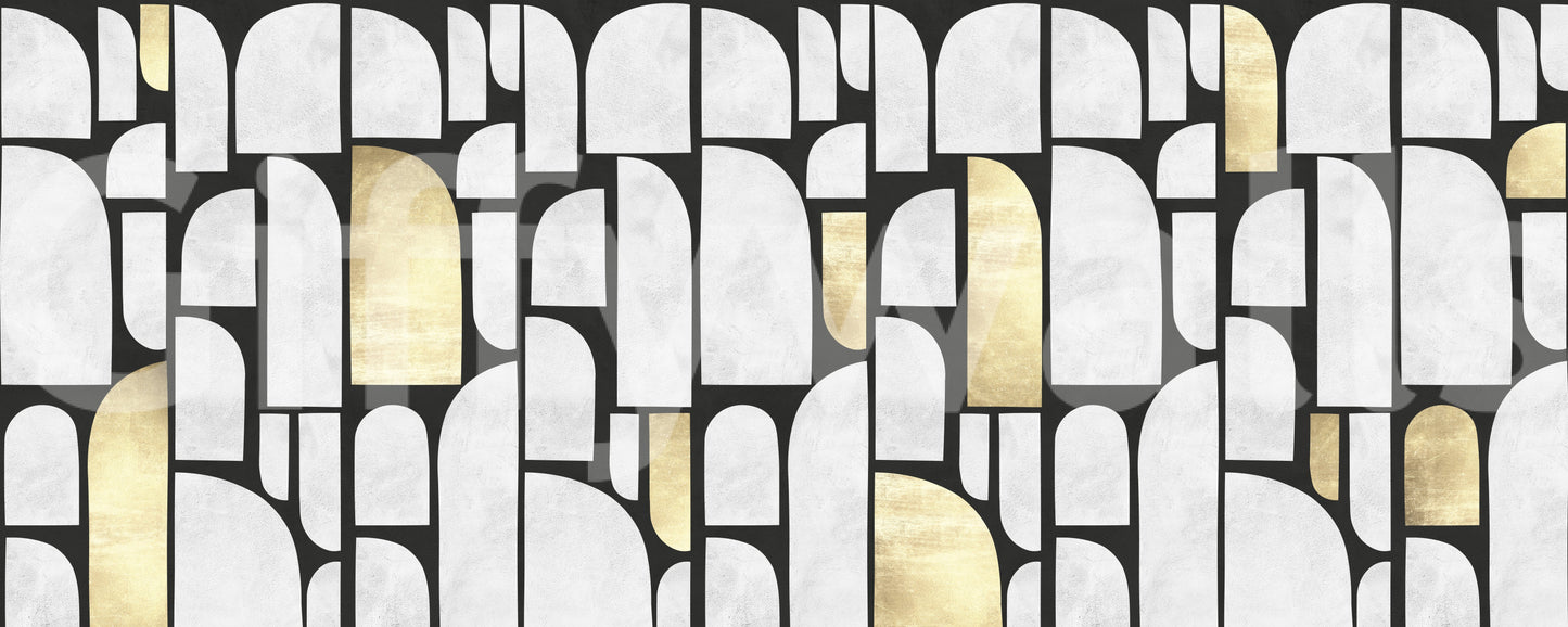 Wandbild mit modernistischem Gold- und Steinbogen-Motiv