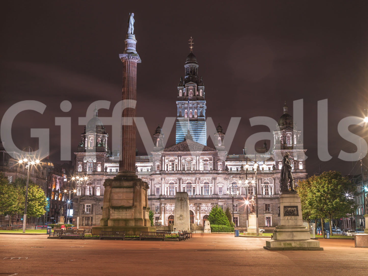 Glasgow City Chambers Nightscape Wall Mural