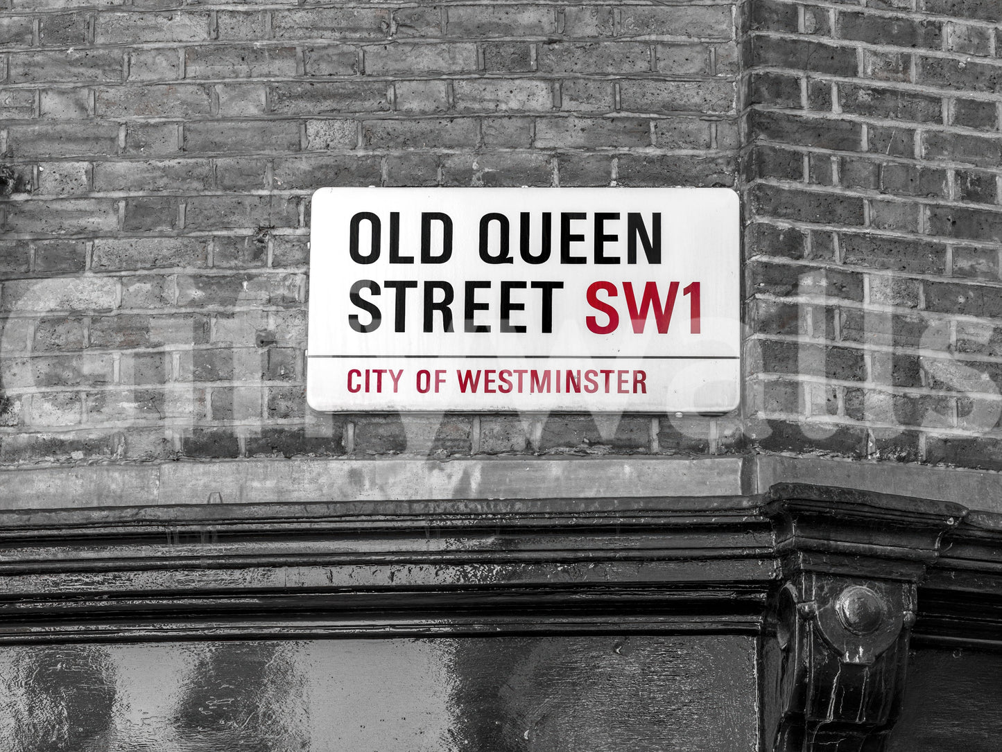 Murale da parete con insegna stradale di un punto di riferimento di Londra