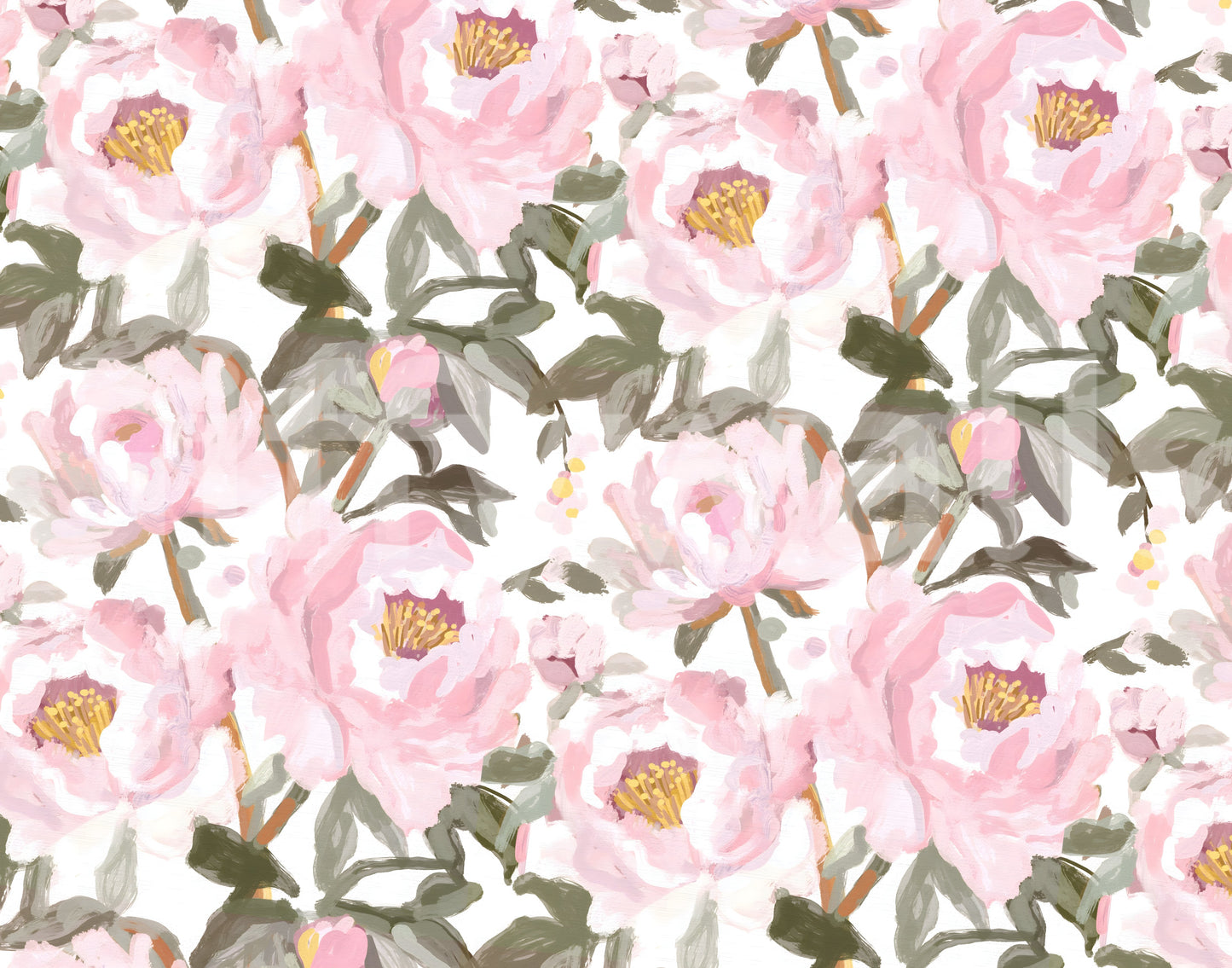 Soft Pink Peony Garden Wallpaper