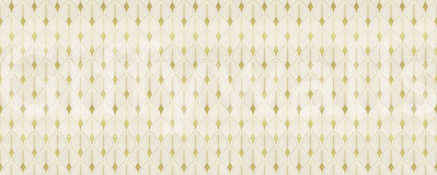 Goldenes Art-Deco-Fächer-Motiv Wandbild