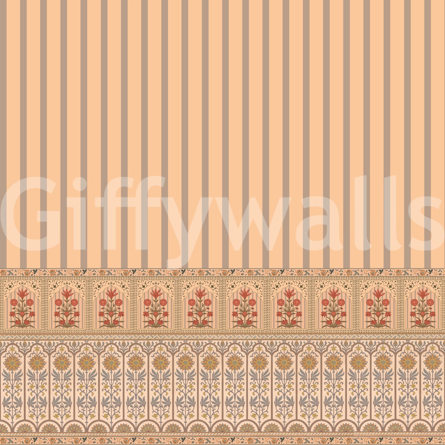 Wandbild Peach Heritage Stripe und Bloom