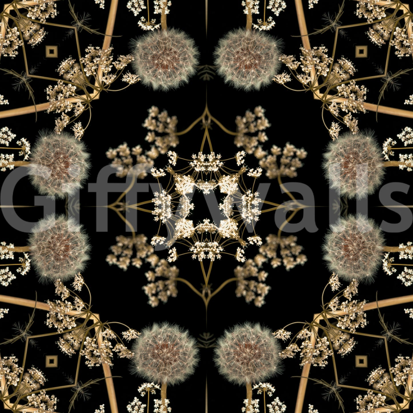 Carta da parati Mandala Dente di Leone di Mezzanotte