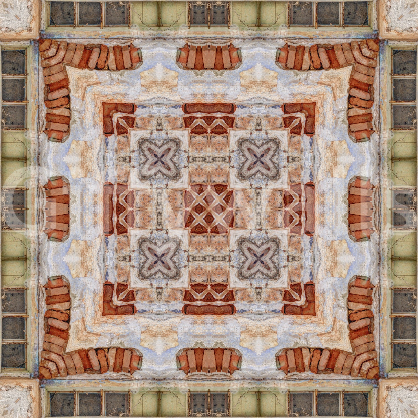 Rustikales Ziegelmauer-Mosaik-Tapetenmuster
