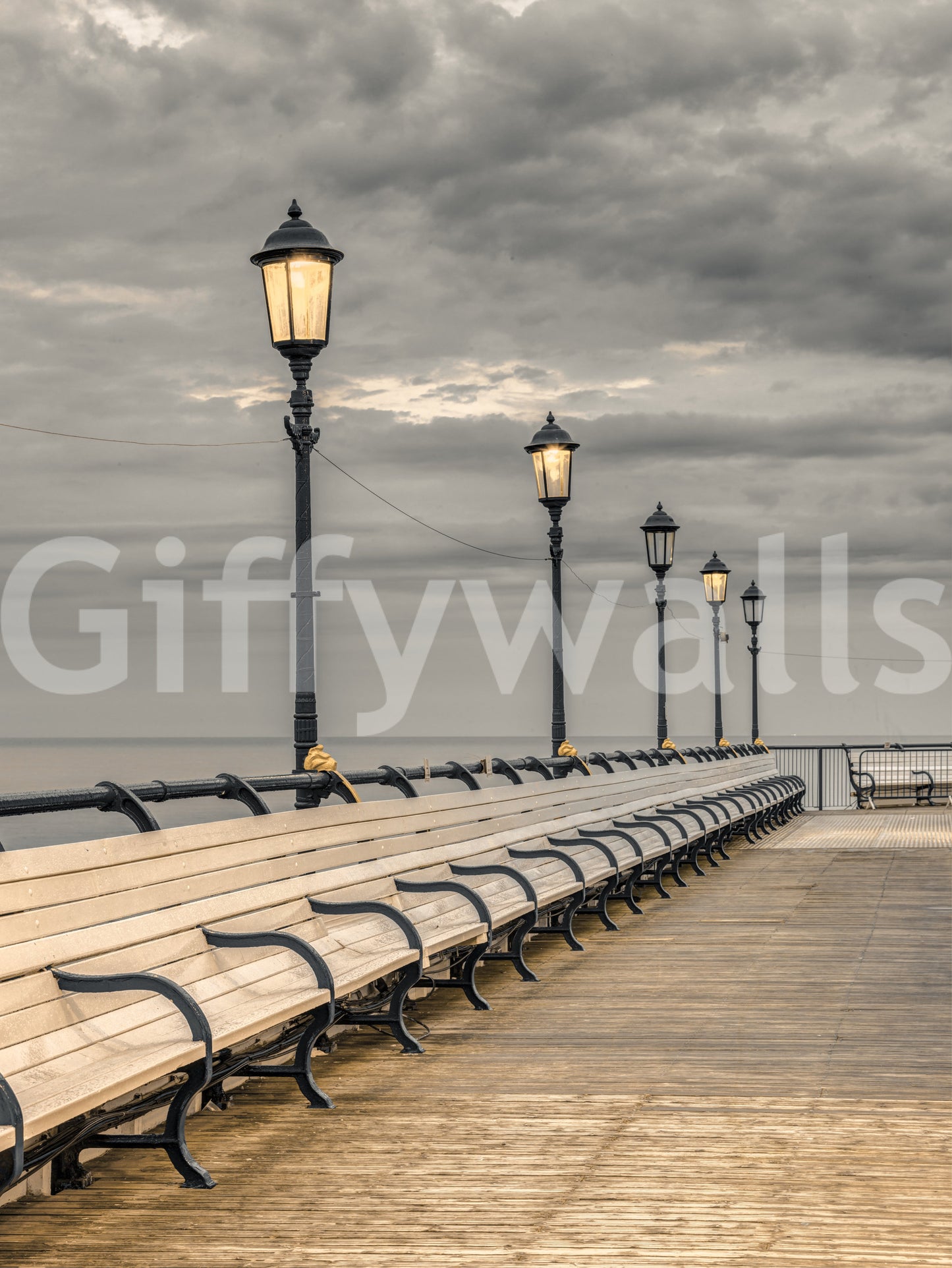 Wandbild mit Abendlicher Promenade-Perspektive