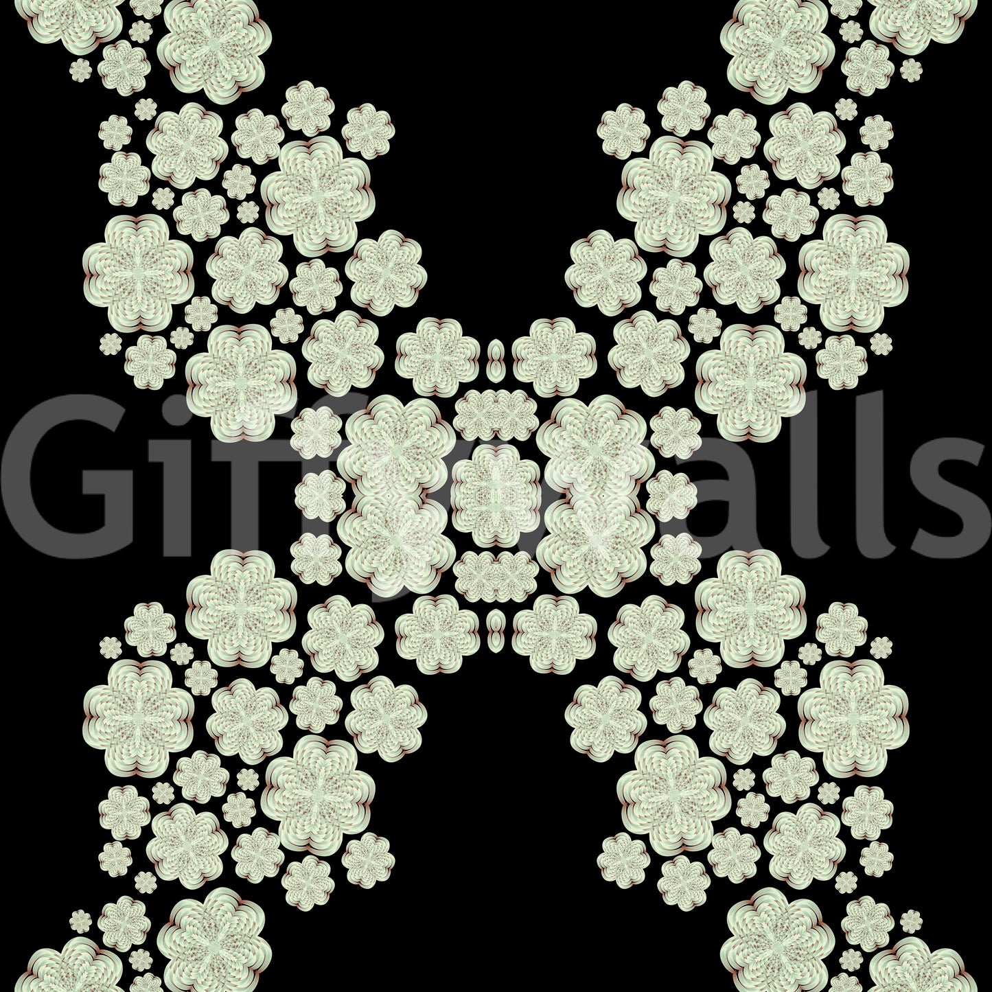Papier peint treillis floral diamant noir et ivoire – CARDAMINE
