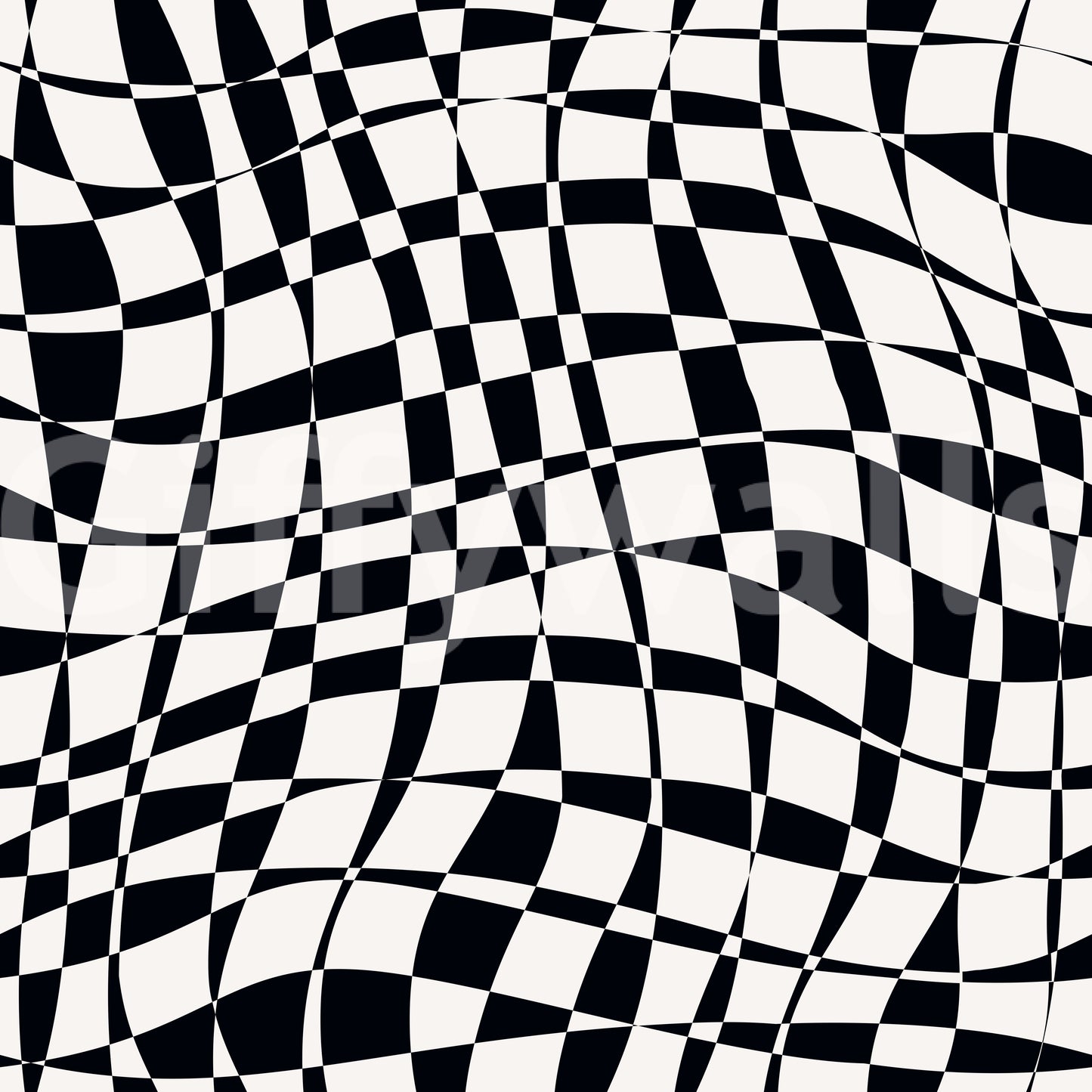 Papier peint damier monochrome déformé