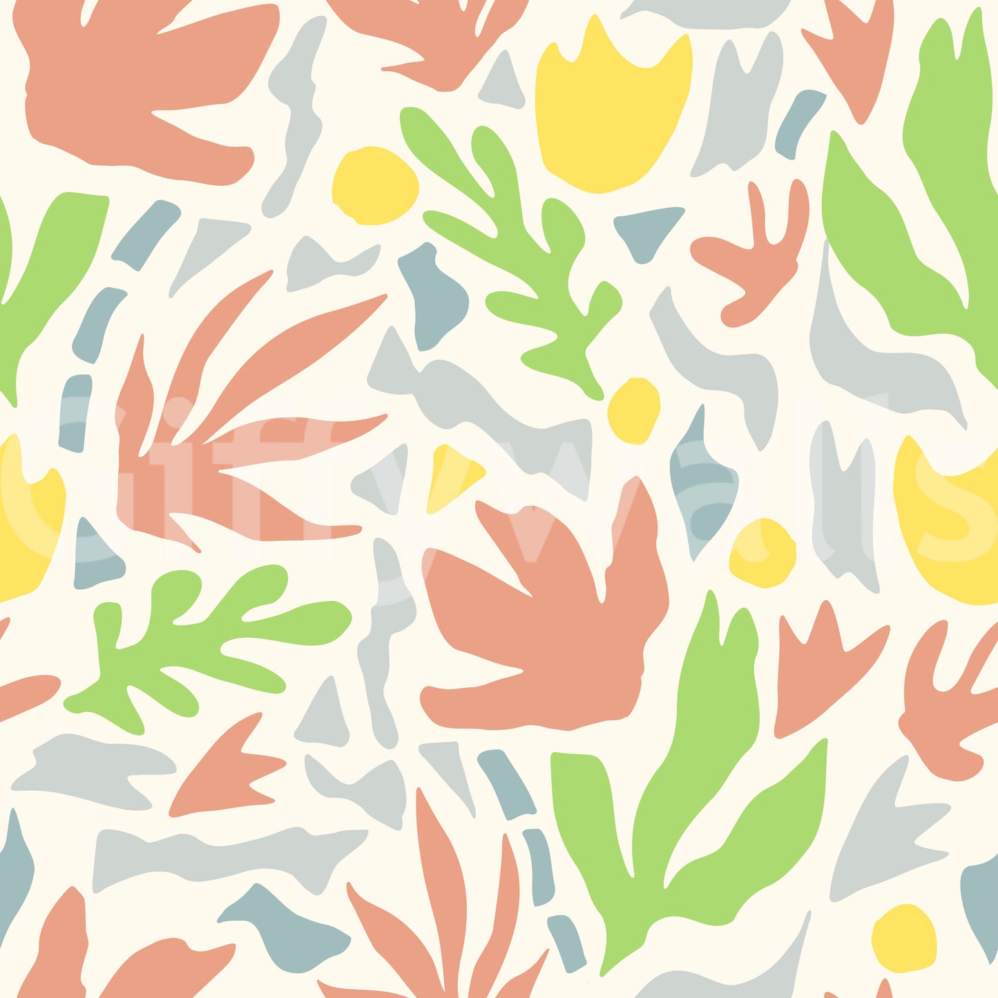 Carta da parati astratta ispirata a Matisse con ritagli botanici