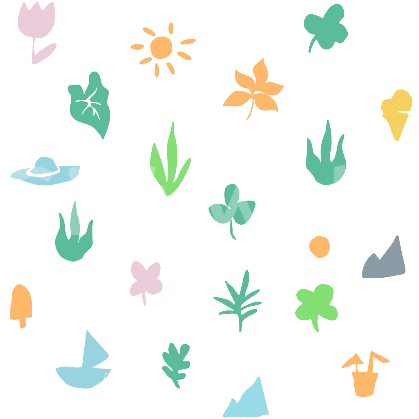 Summer Doodle Motif Wallpaper