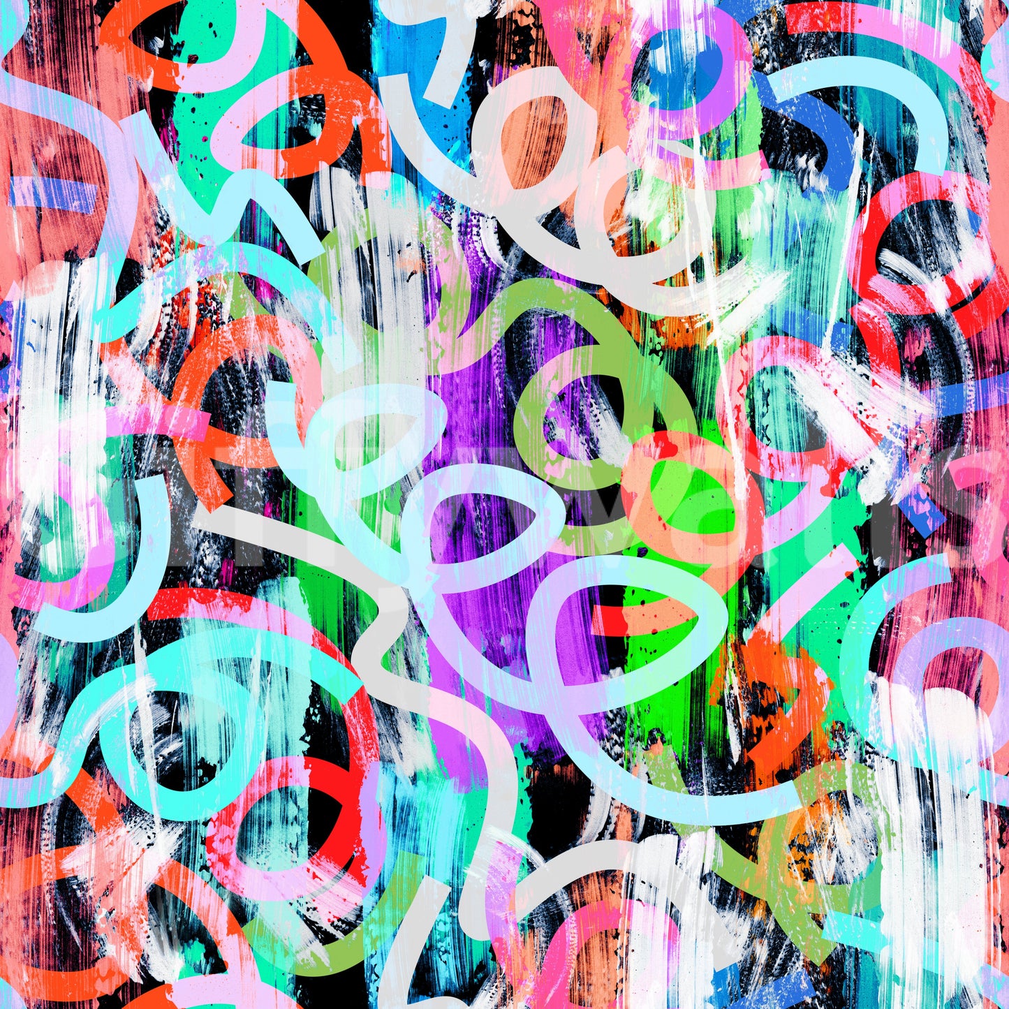 Tapet med dynamiske loops og moderne graffiti-stil