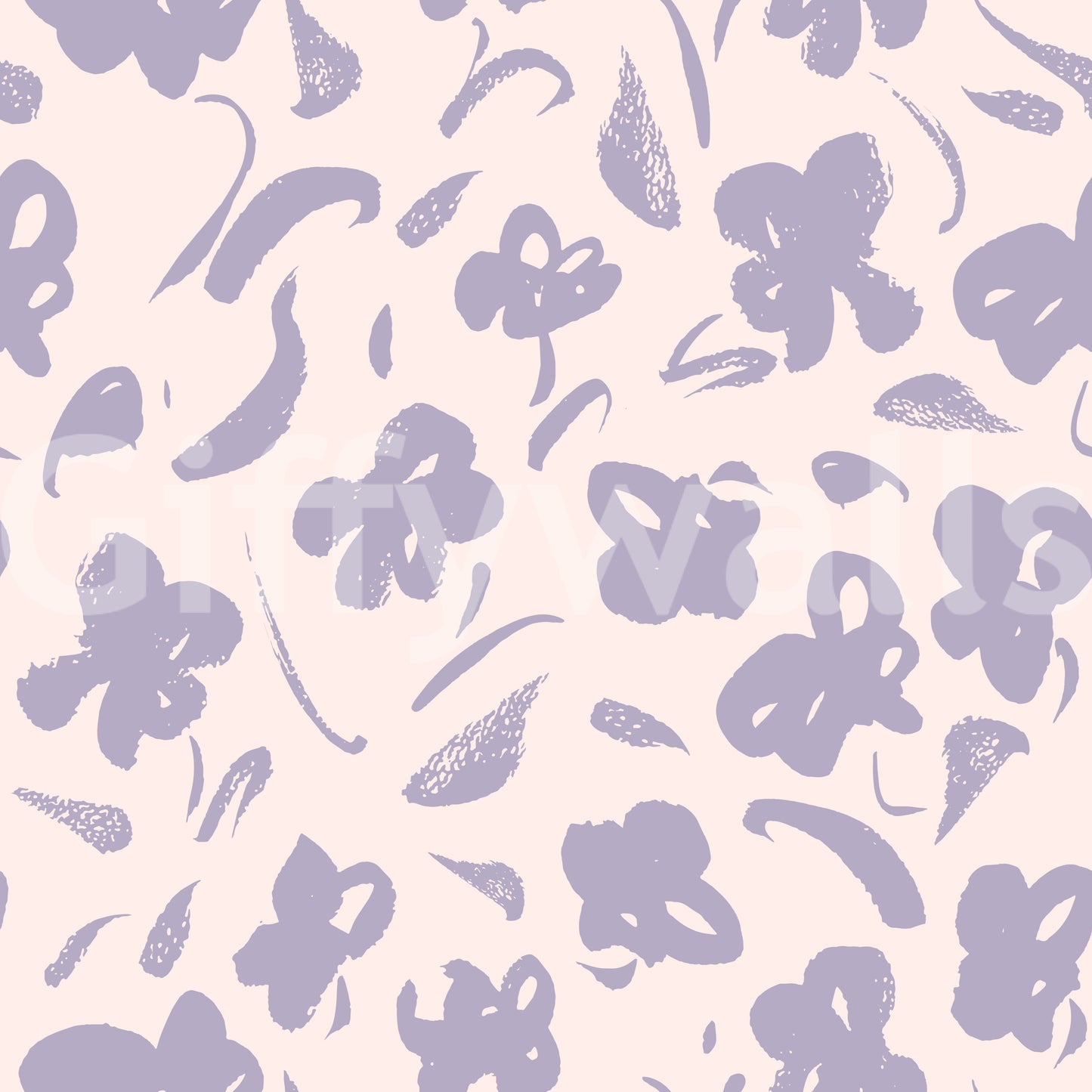 Lavender Painted Floral Bloom Wallpaper