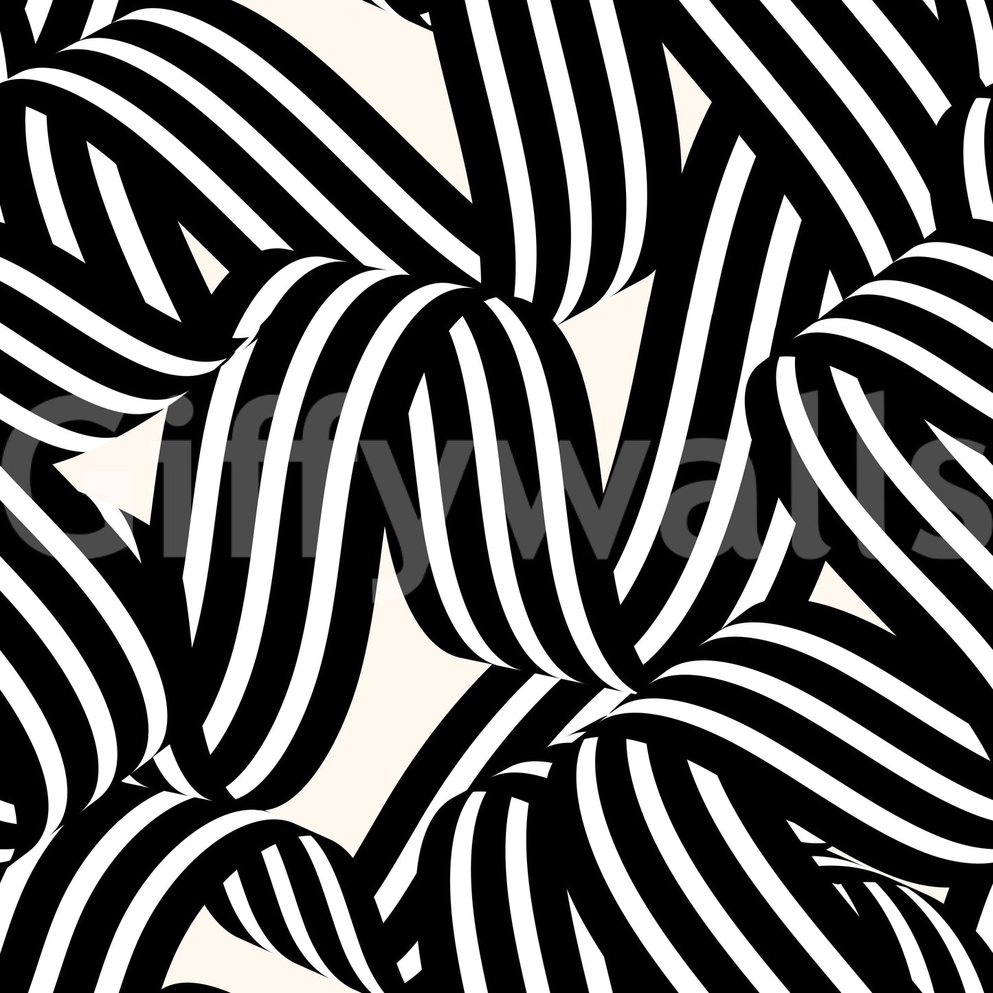 Monochrome Ribbon Flow Tapete