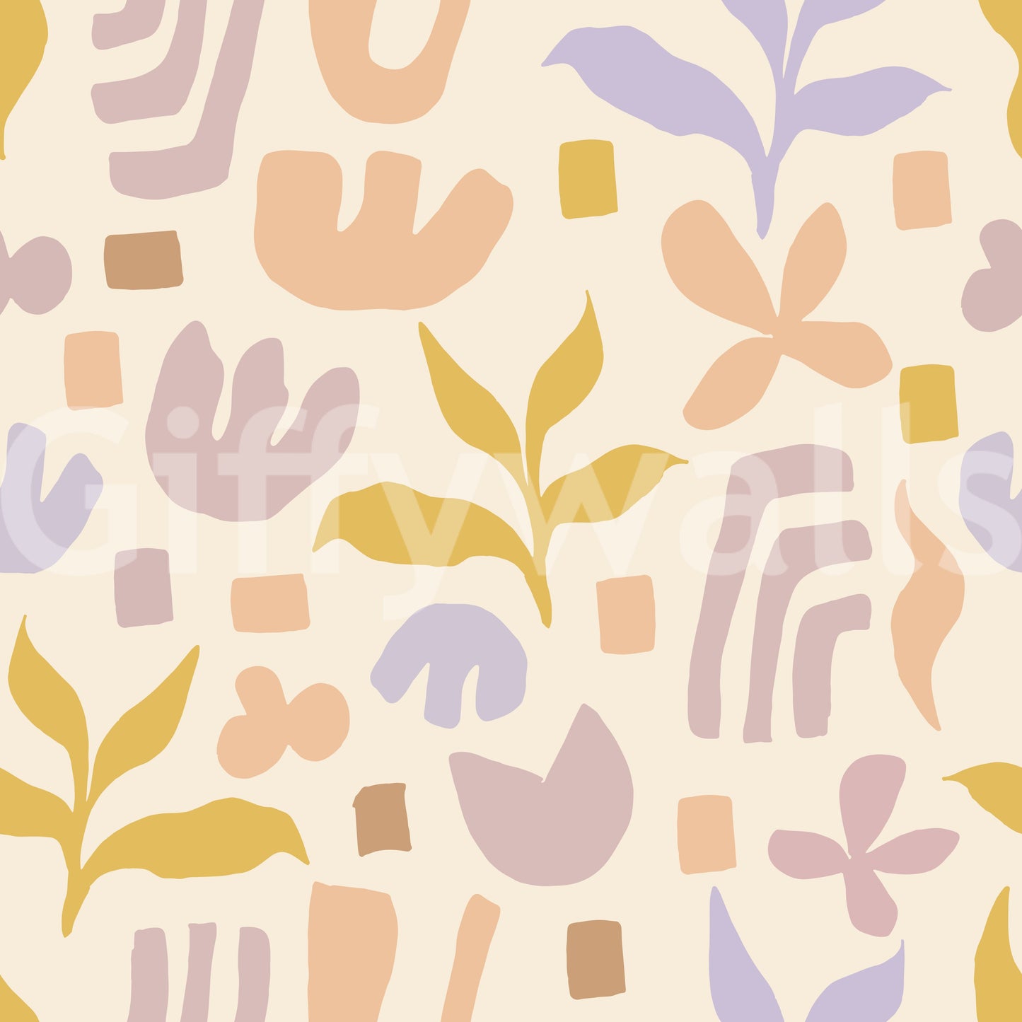 Abstract Organic Matisse Inspired Shapes Wallpaper