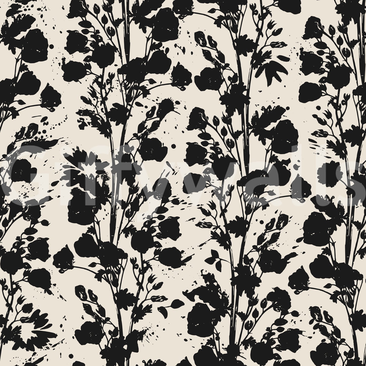 Ink Blossom Silhuet Tapet