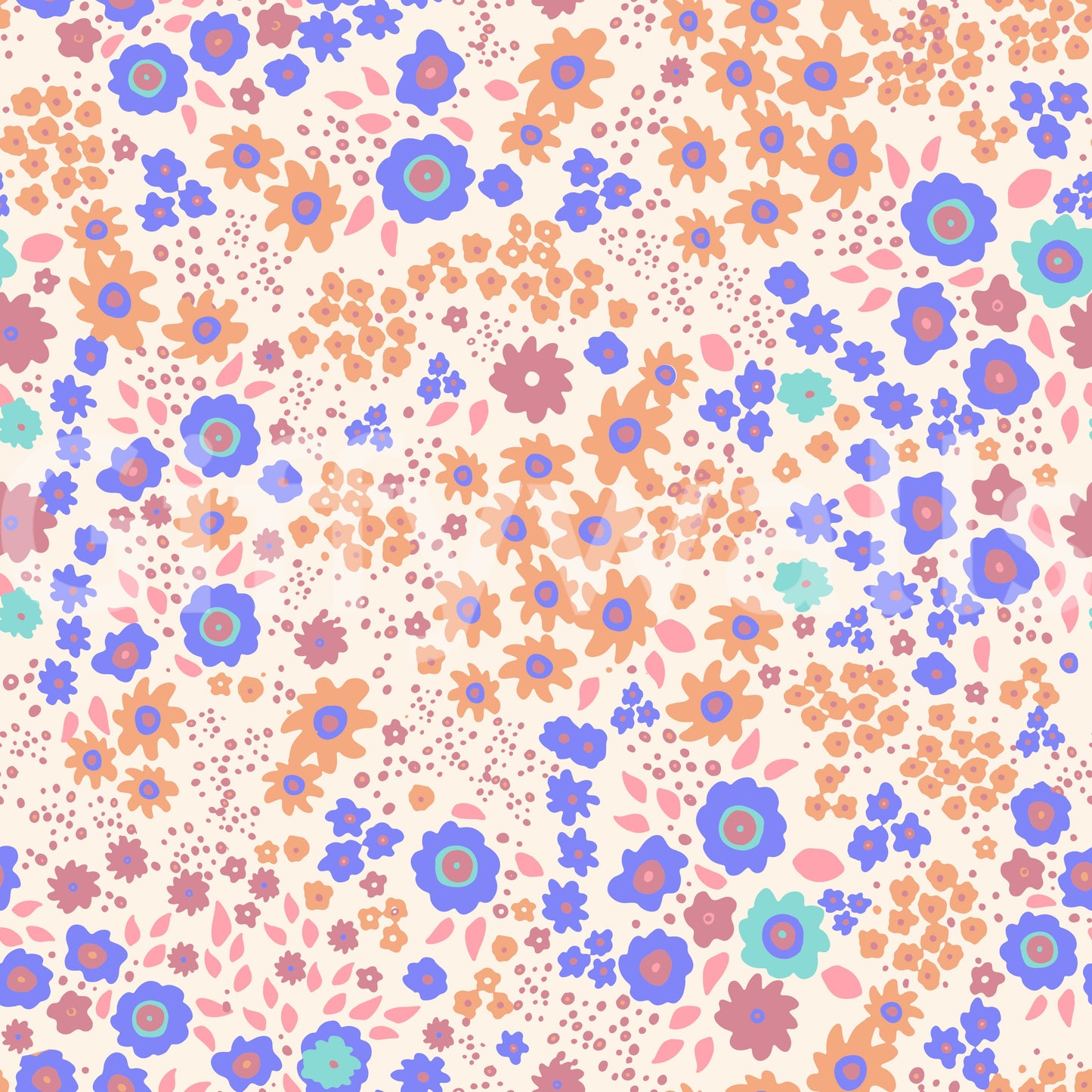 Papel de Parede Alegre com Flores Pintadas no Prado