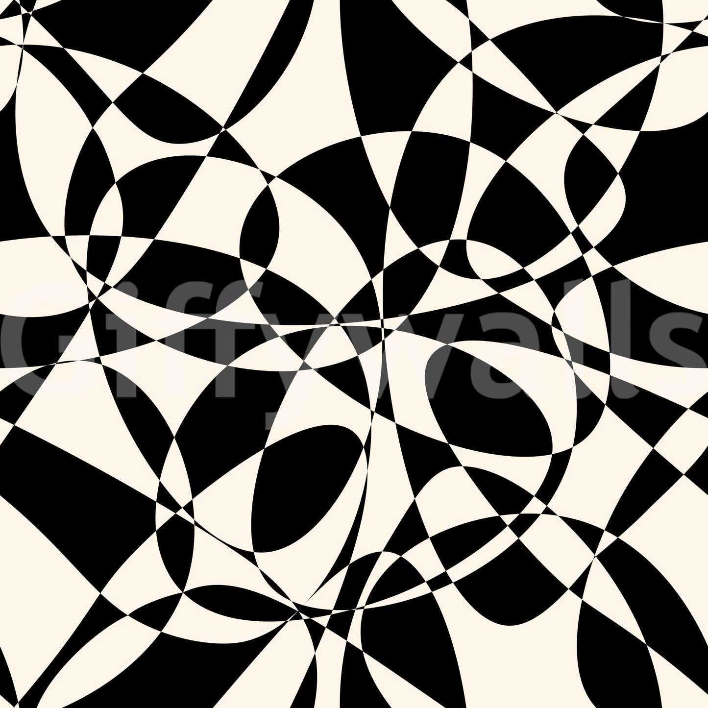 Papier peint abstrait monochrome à motifs géométriques fluides