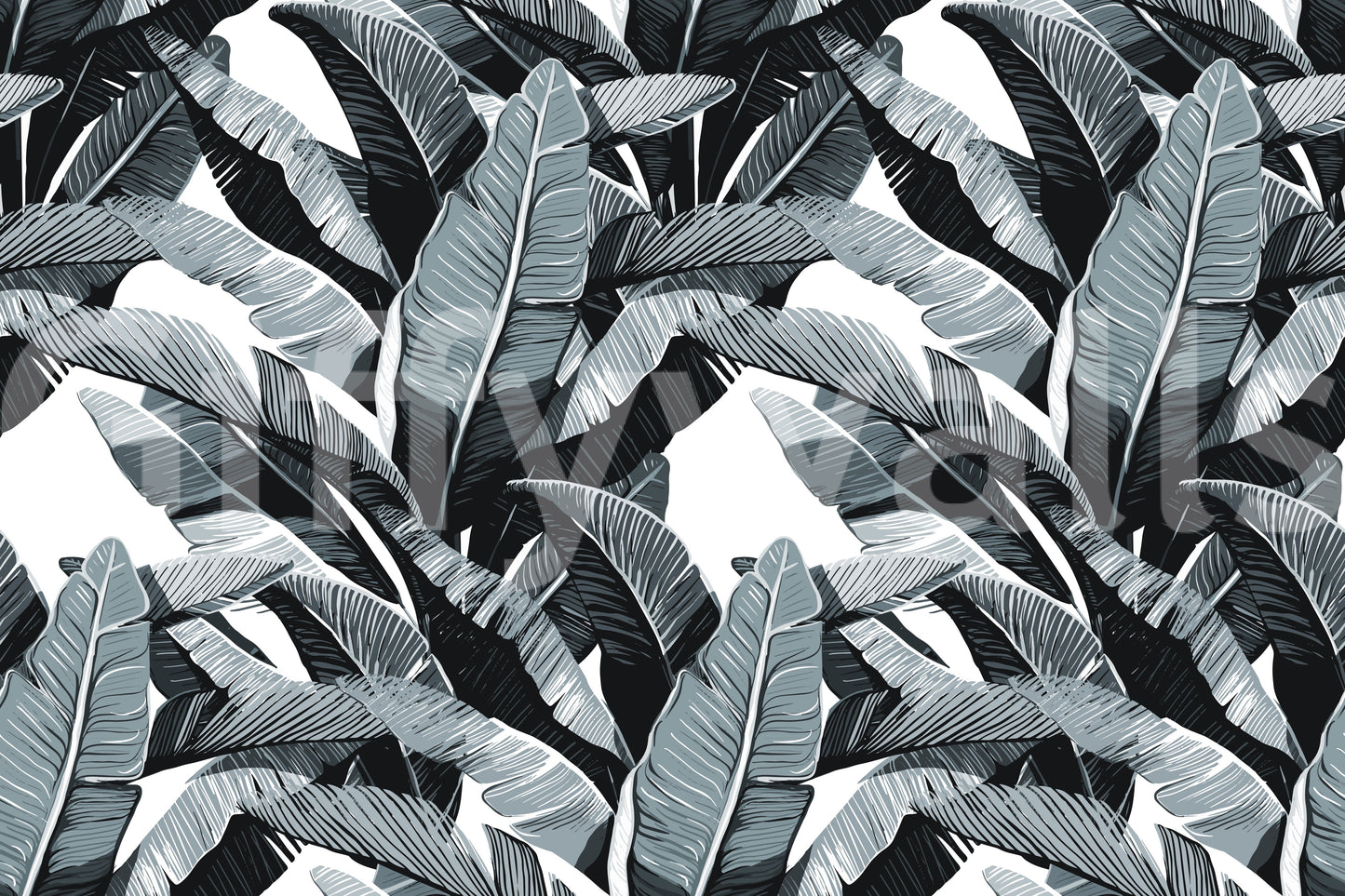 Papel pintado monocromático de frondas de palmera tropical