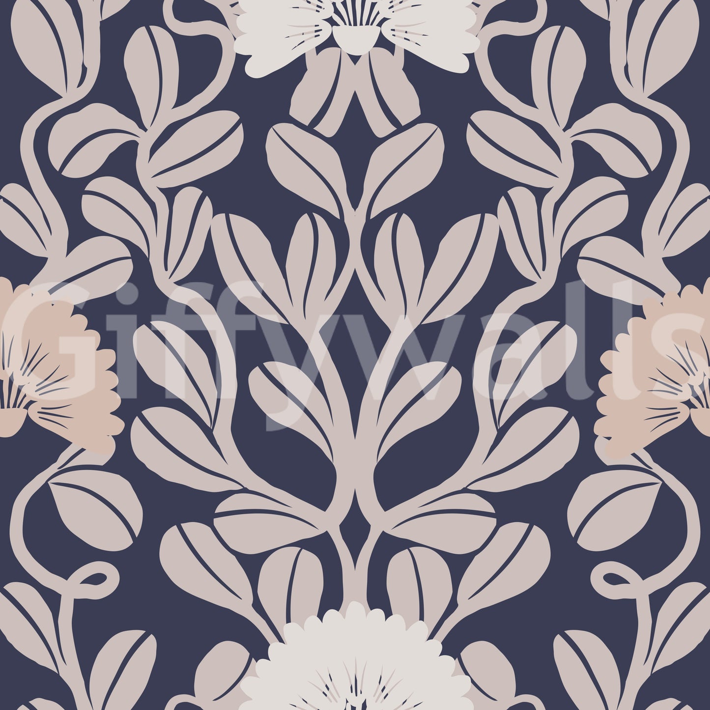 Midnight Flora Damask Wallpaper
