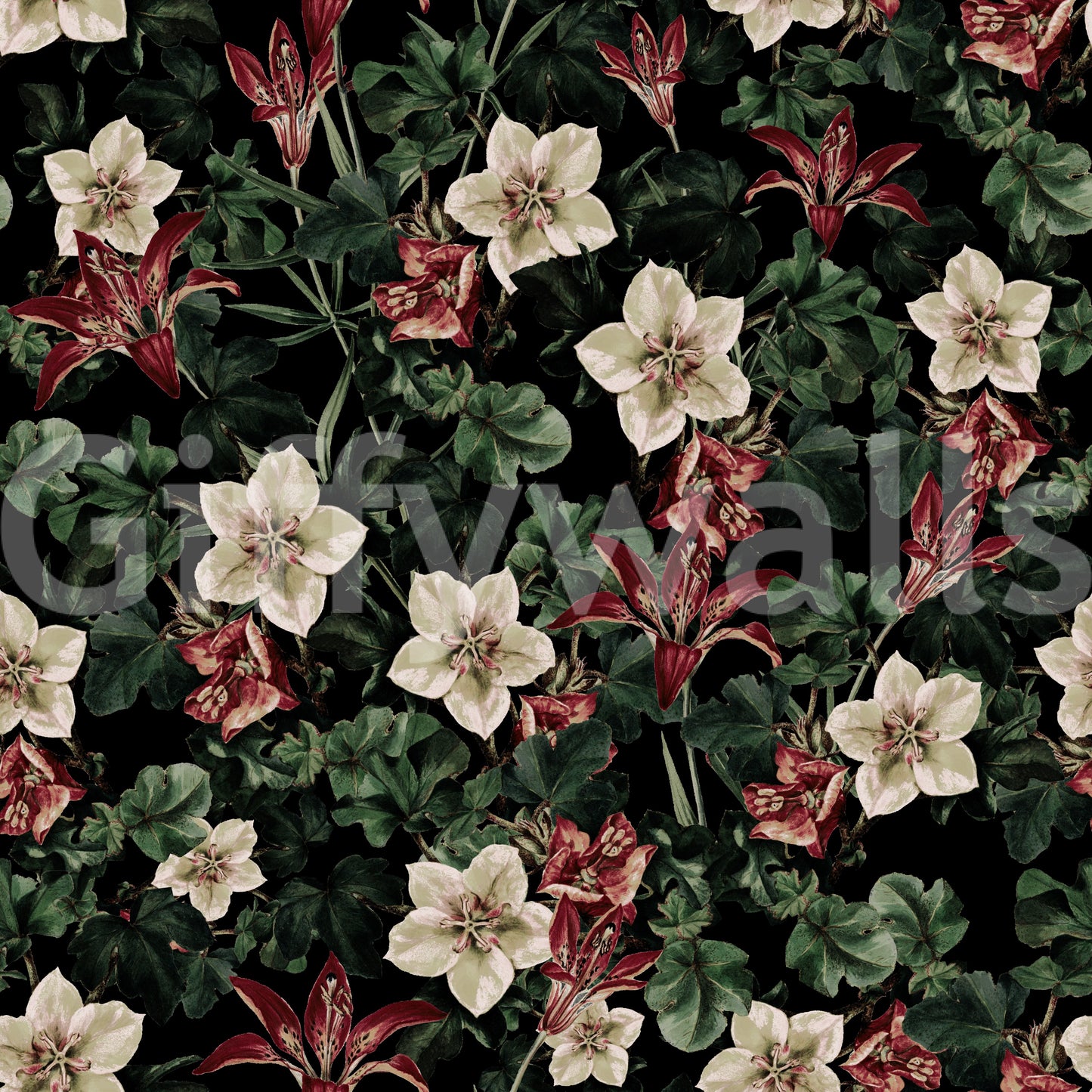 Papier peint botanique floral « Jardin nocturne »
