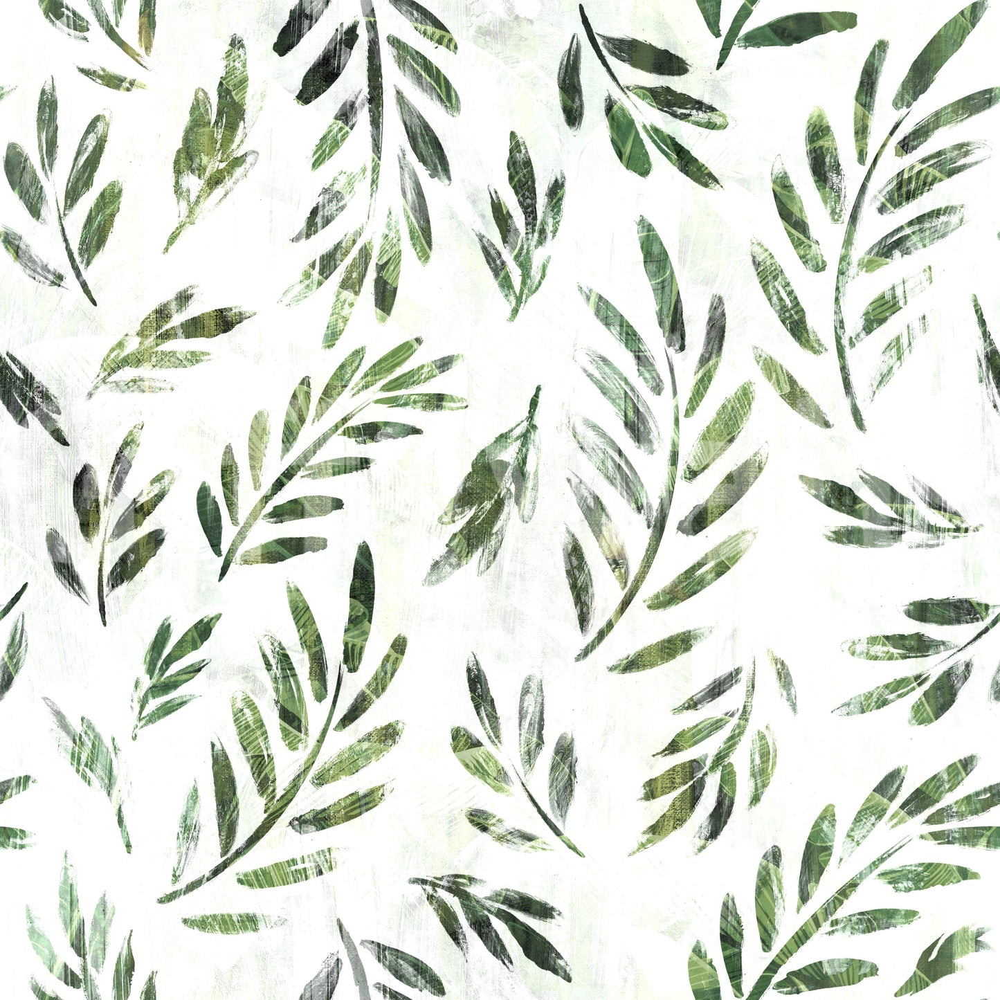 Carta da parati botanica rustica con foglie verdi