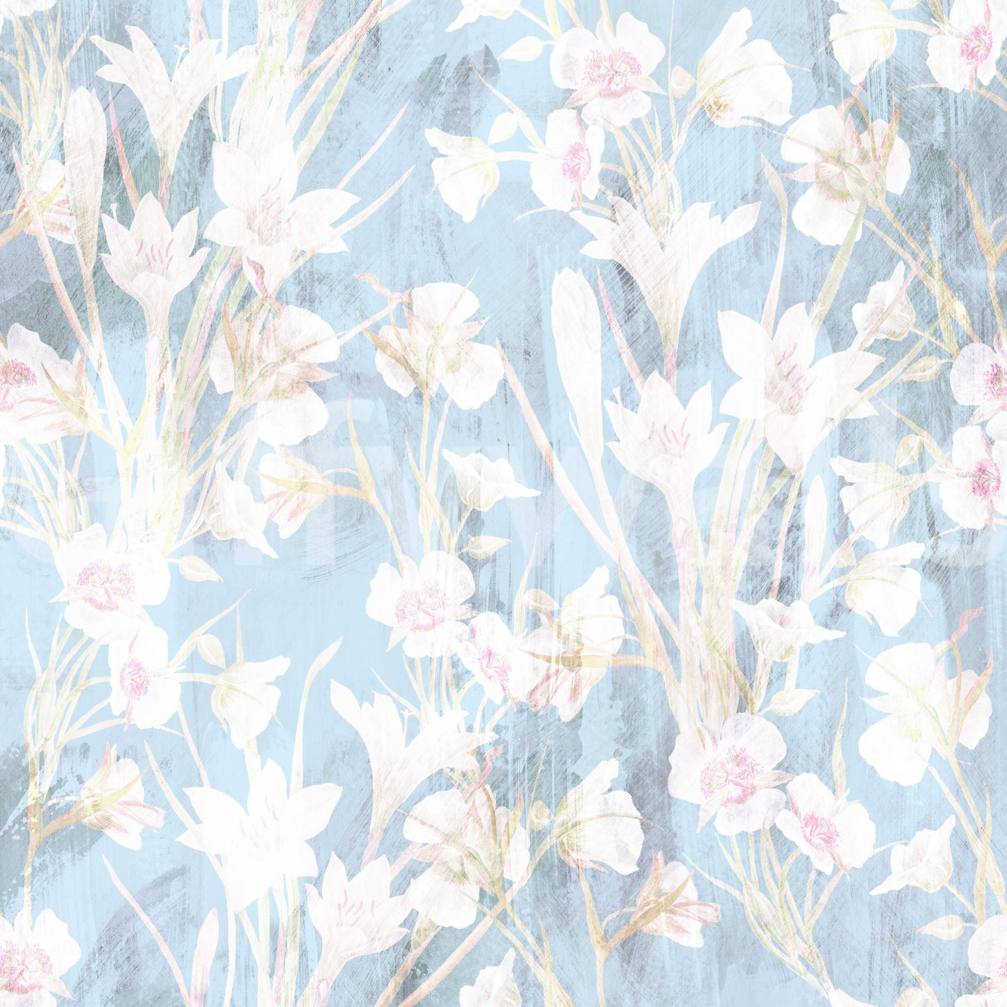 Papier peint floral bleu « Prairie éthérée »