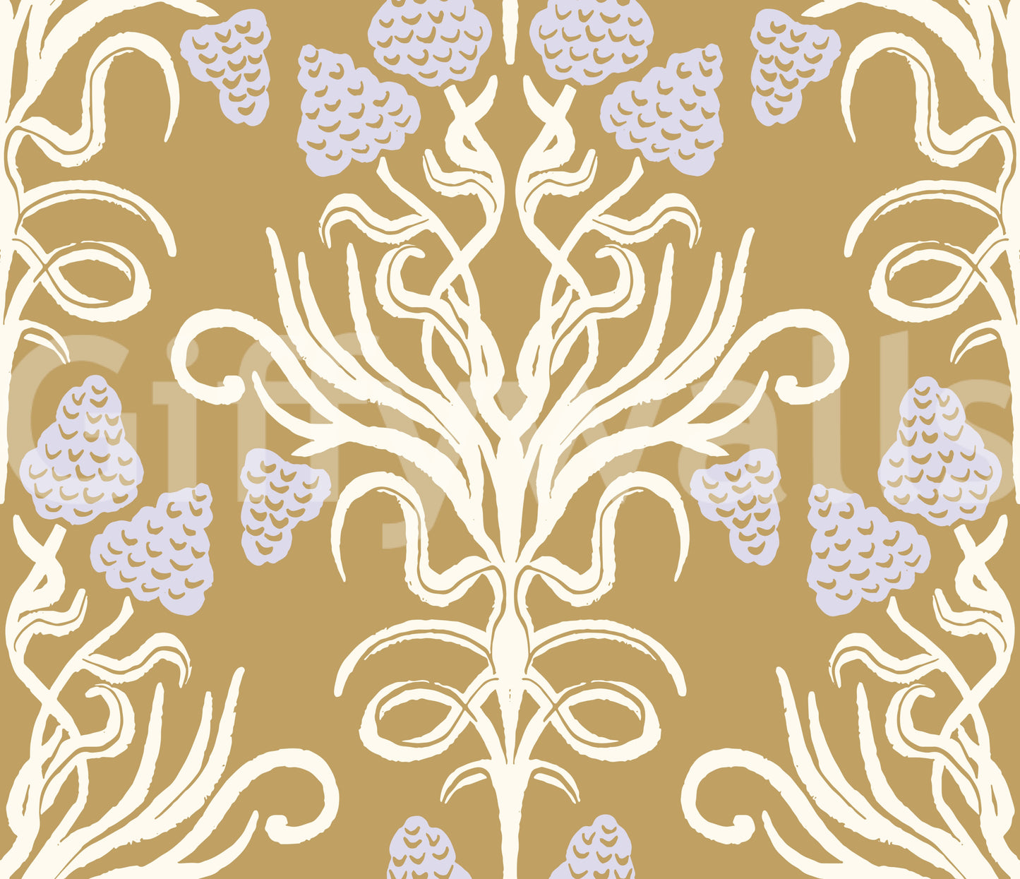 Art Nouveau-botanisk damasktapet