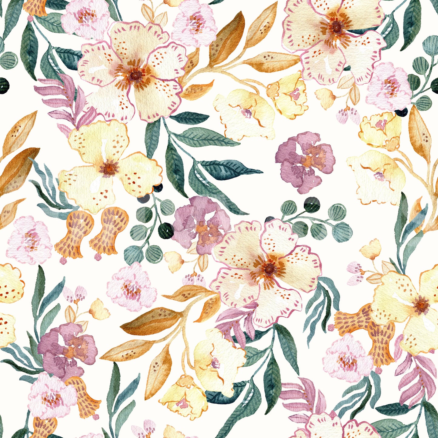 Soft Watercolor Meadow Floral Wallpaper