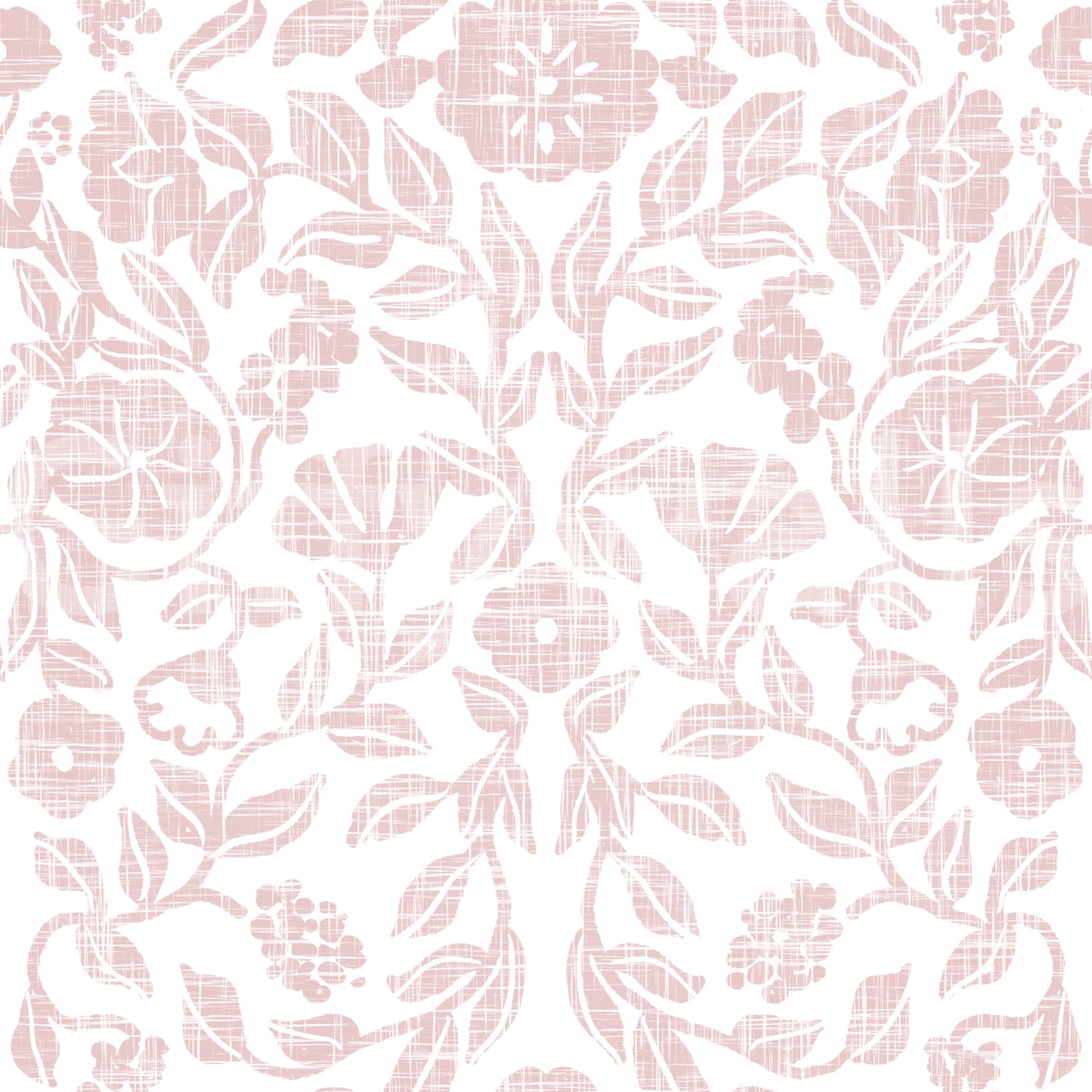 Soft Blush Botanical Textile Print Wallpaper