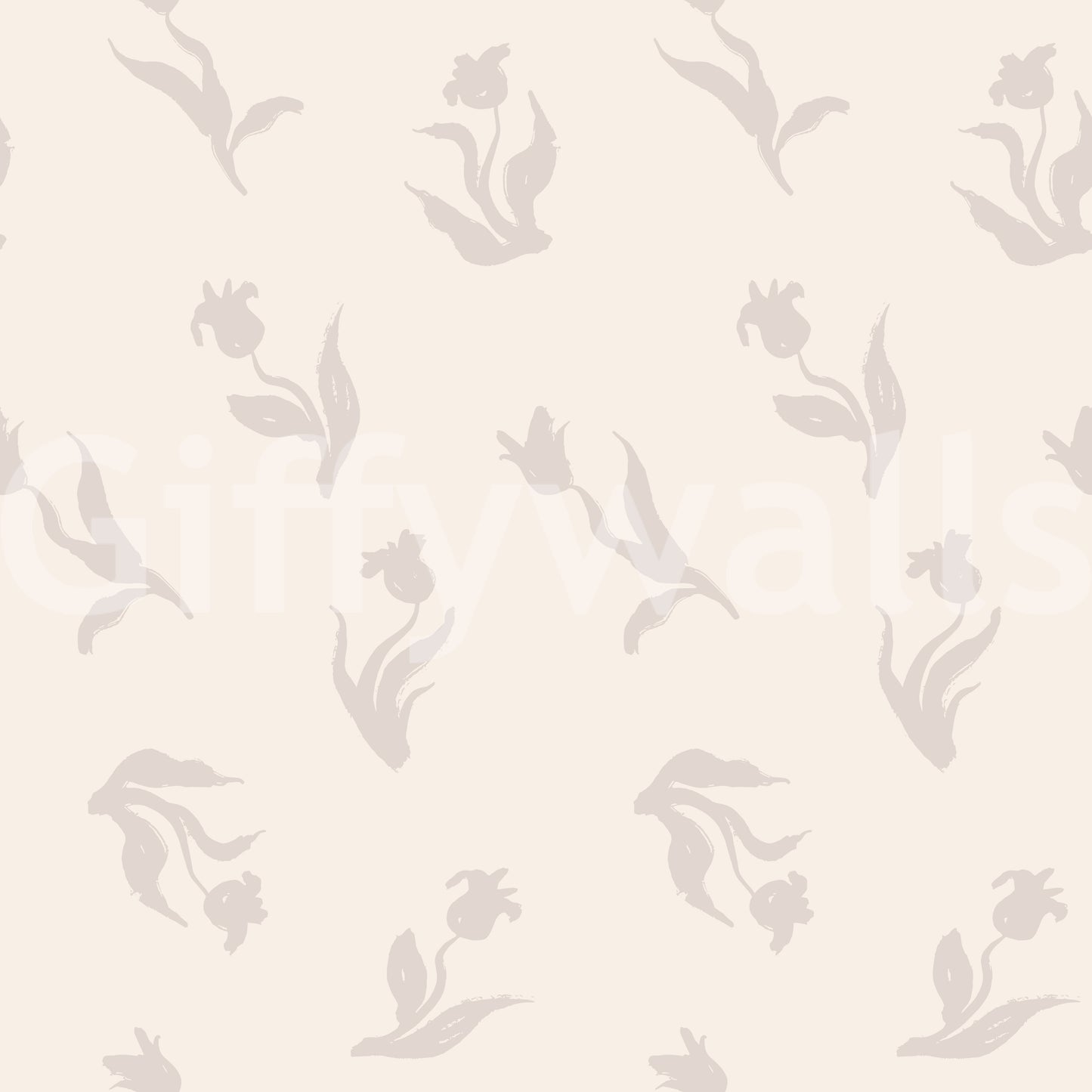 Minimalist Tulip Brushstroke Pattern Wallpaper