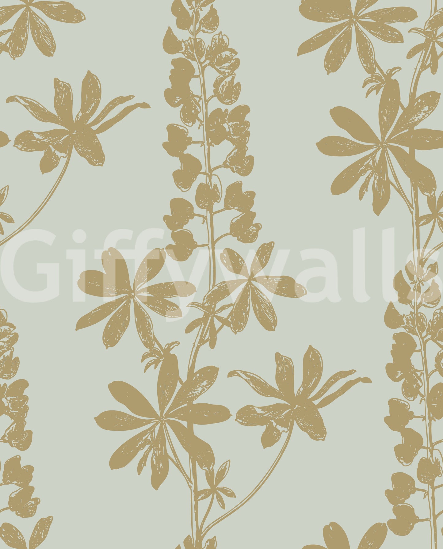 Vintage Botanical Lupine Sketch Wallpaper