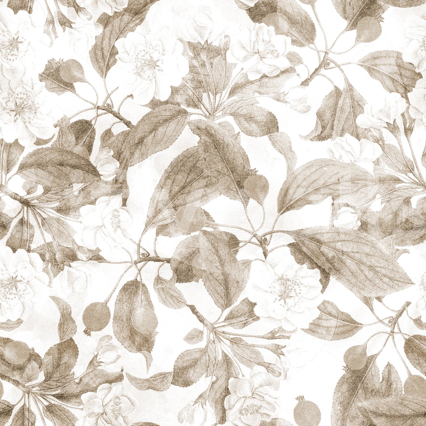 Vintage Botanical Sepia Bloom Wallpaper