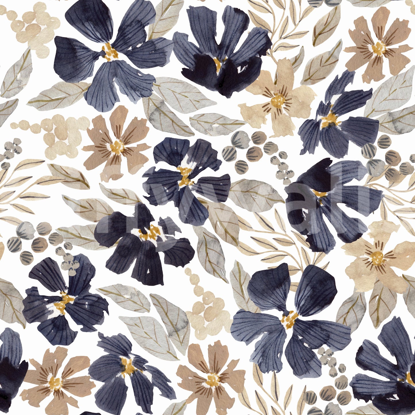 Indigo Garden Sketch-tapet