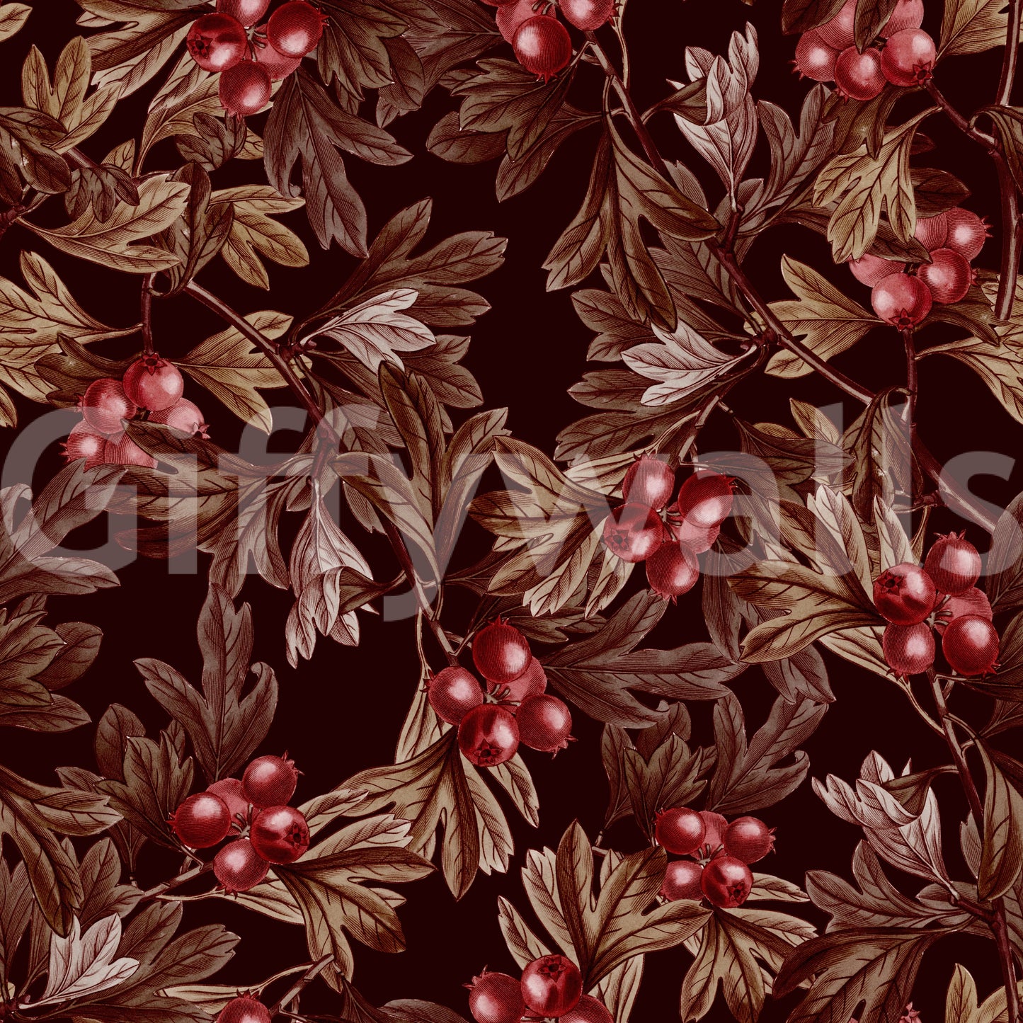 Illustrationstapete mit herbstlicher Beerenernte