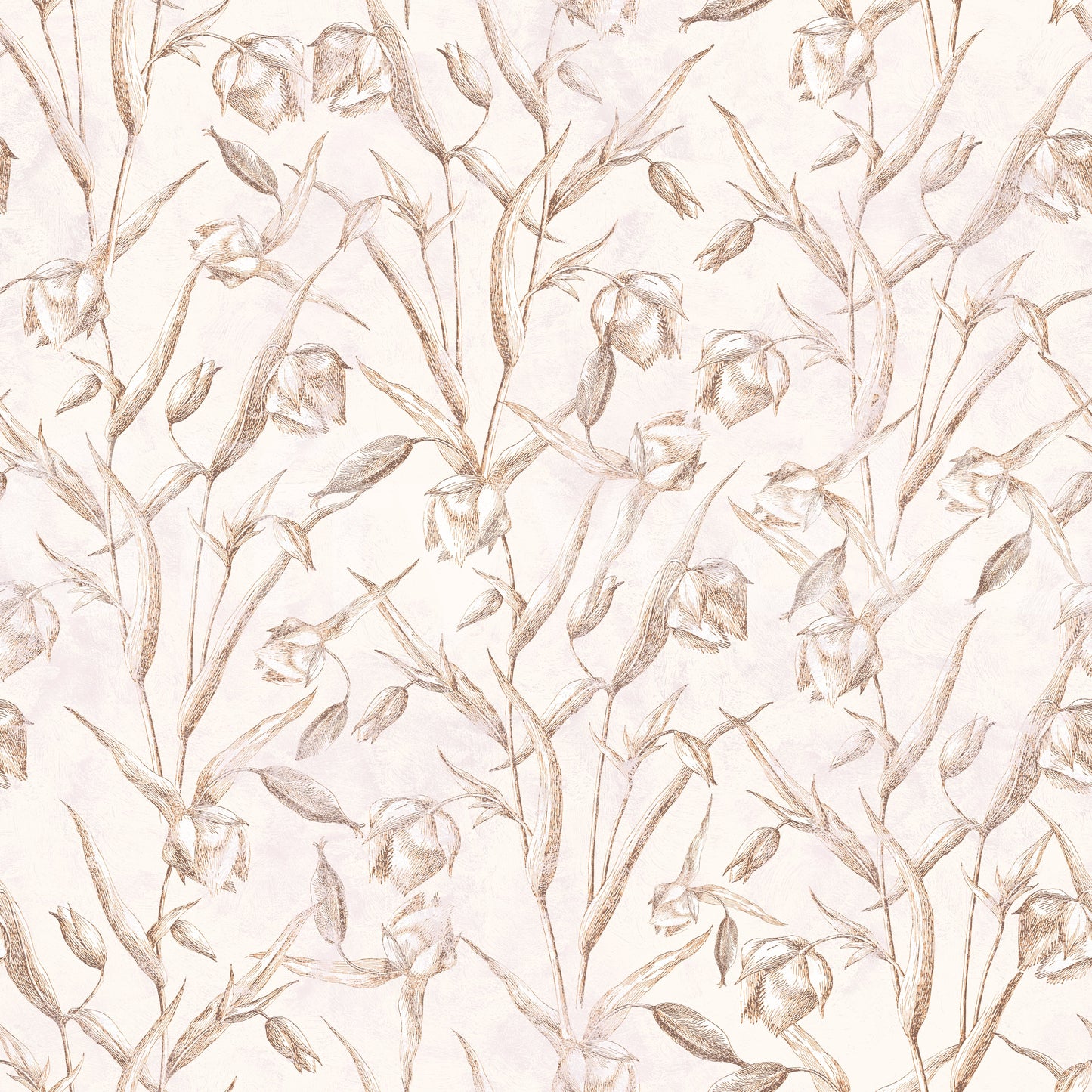 Papier peint avec esquisses botaniques sépia