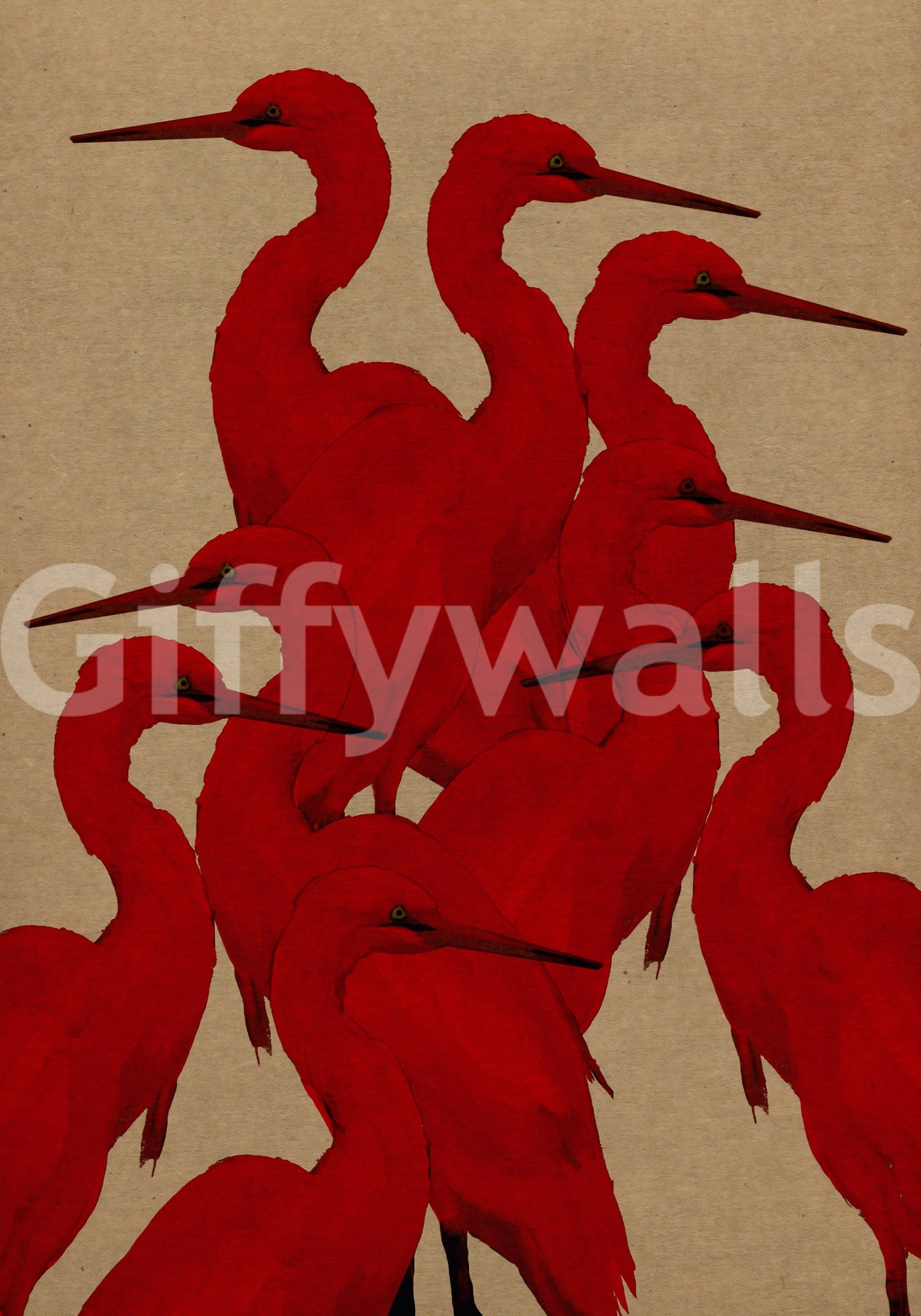 Minimalist Scarlet Flock Wall Mural