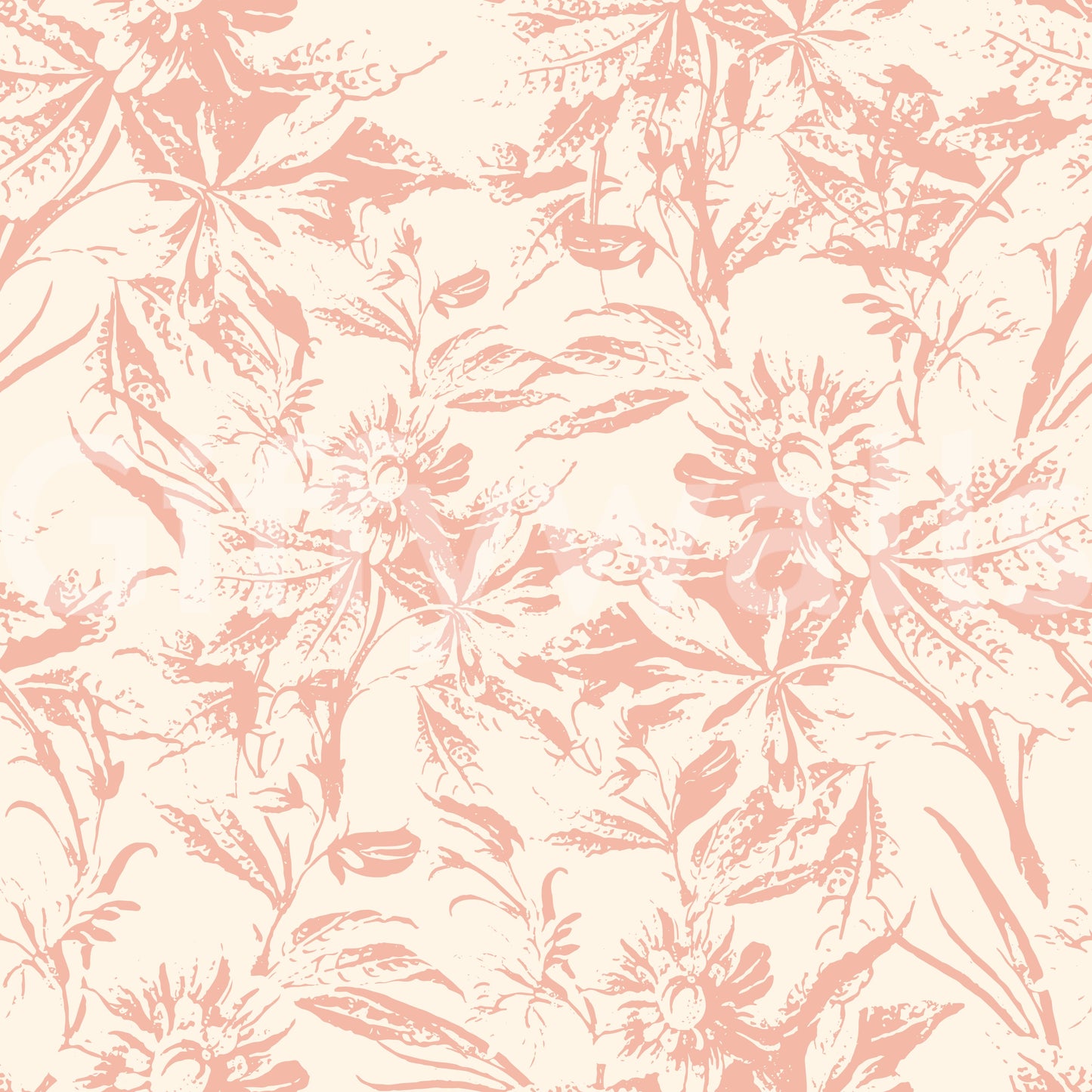 Tapet med myk blush og botanisk skisse