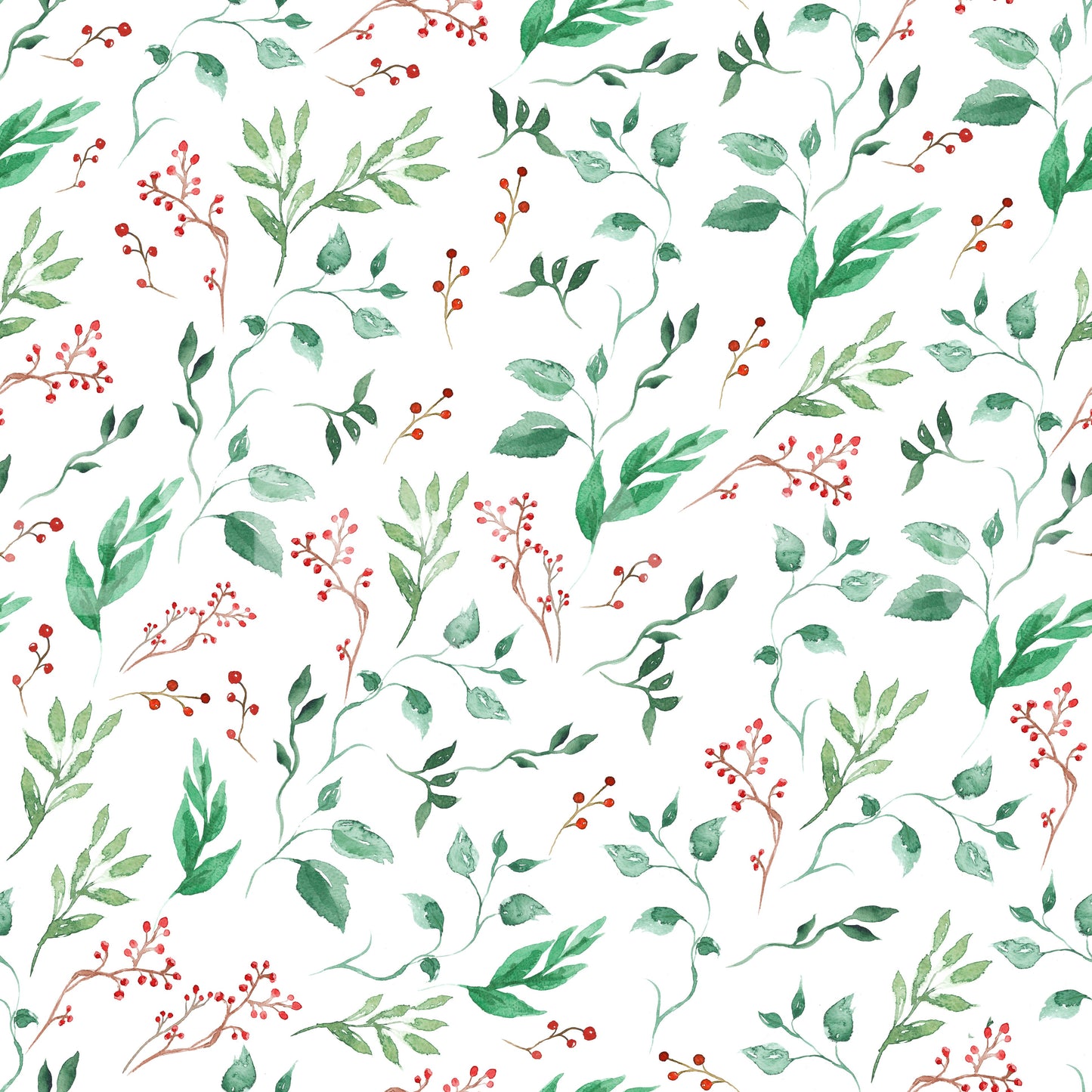 Botanische Aquarell-Tapete mit Beerenranken