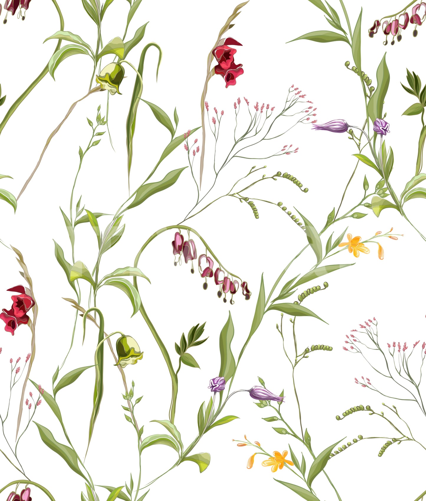 Carta da parati botanica Prato di fiori selvatici