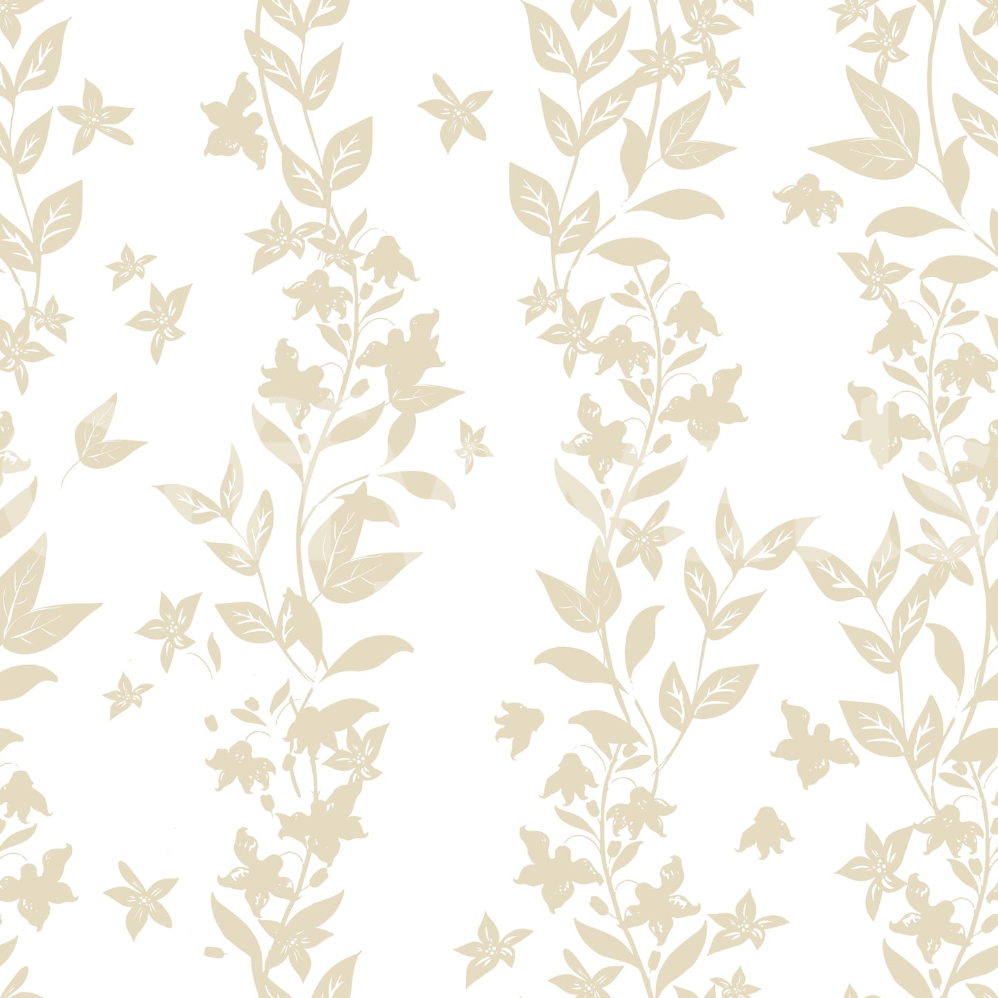 Carta da parati color crema con tralci botanici intrecciati