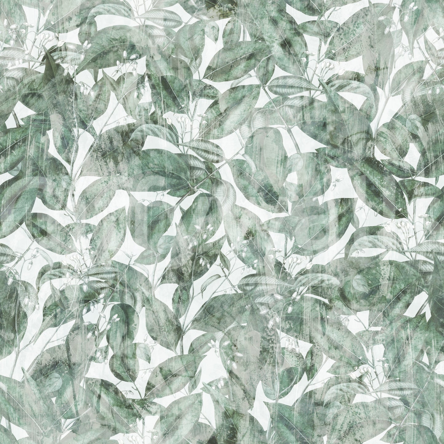 Sage Botanical Forest Print Wallpaper