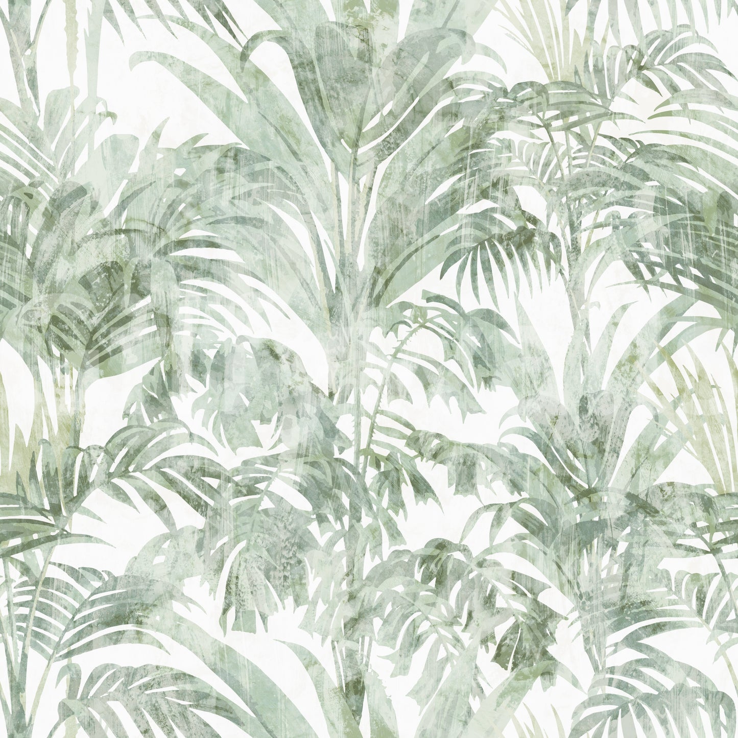 Carta da parati con fronde di palma botaniche color salvia