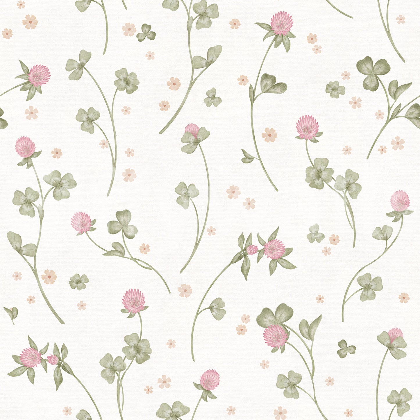 Botanische illustratiewandbekleding met weideklaver
