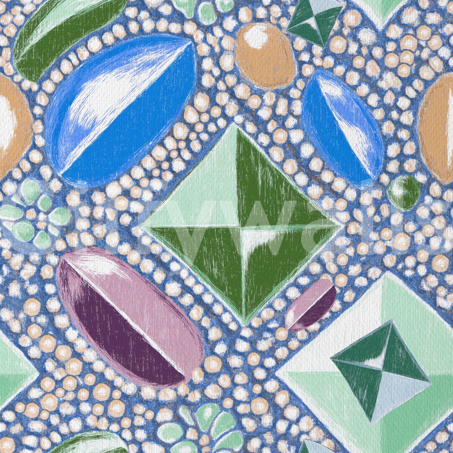 Royal Gemstones, Blau-Pastell-Tapete
